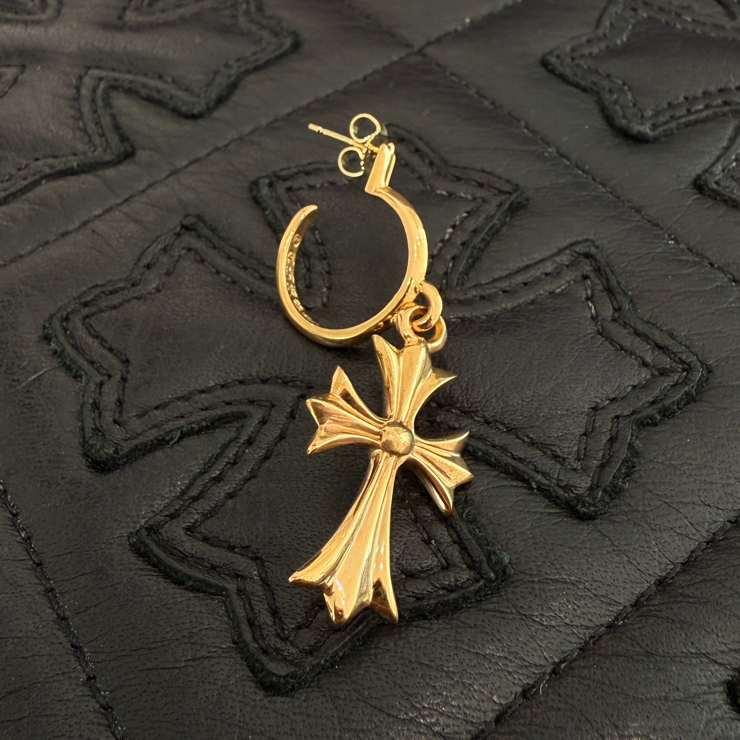 CHROME HEARTS 22K TINY CH Cross Hoop Earrings クロムハーツ 22K タイニー CHクロス フープイヤリング ピアス