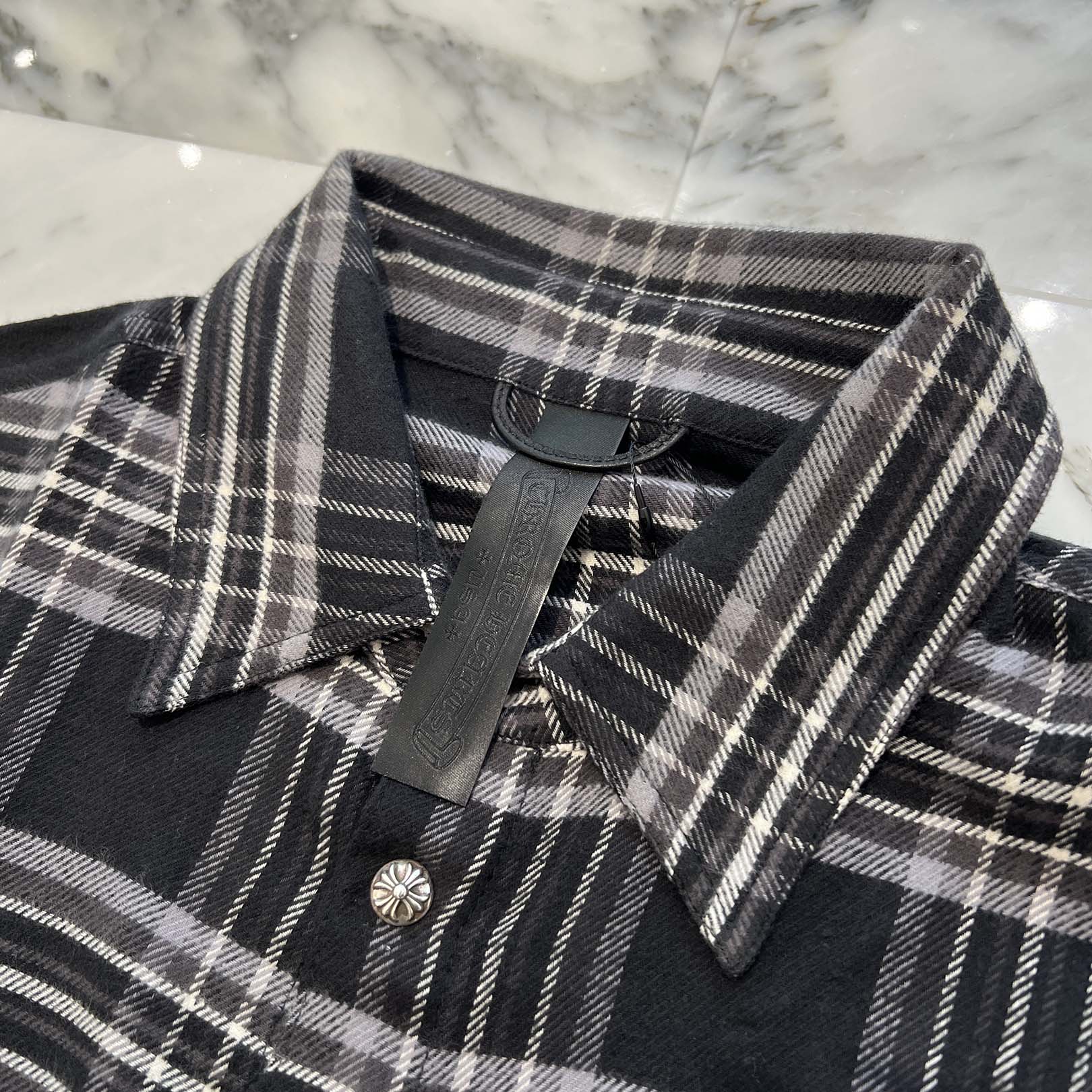 CHROME HEARTS Y NOT Cross Ball Button Check Shirt Size L クロムハーツ ワイノット クロスボールボタン チェックシャツ サイズL