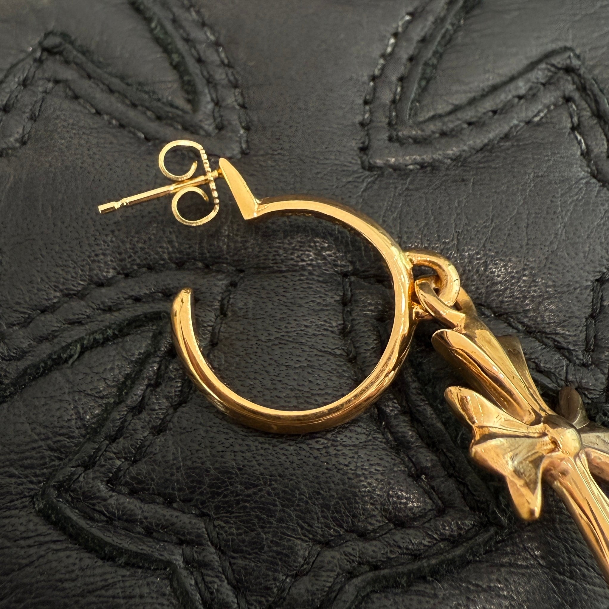 CHROME HEARTS 22K TINY CH Cross Hoop Earrings クロムハーツ 22K タイニー CHクロス フープイヤリング ピアス