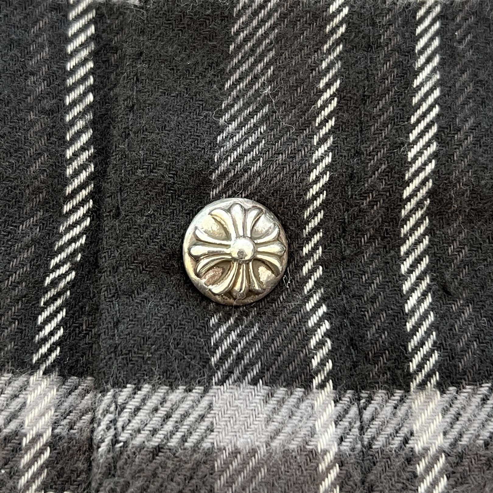 CHROME HEARTS Y NOT Cross Ball Button Check Shirt Size L クロムハーツ ワイノット クロスボールボタン チェックシャツ サイズL