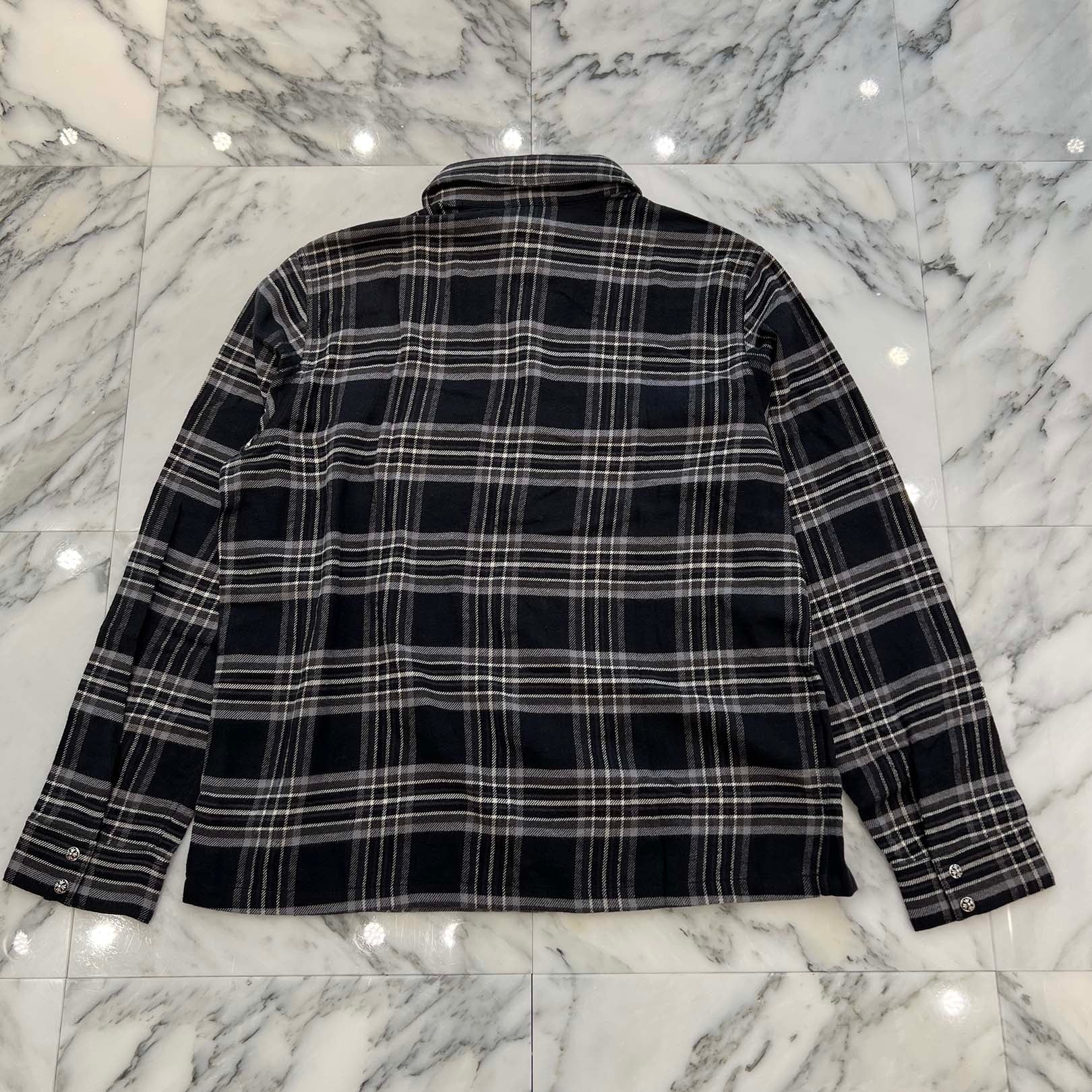 CHROME HEARTS Y NOT Cross Ball Button Check Shirt Size L クロムハーツ ワイノット クロスボールボタン チェックシャツ サイズL