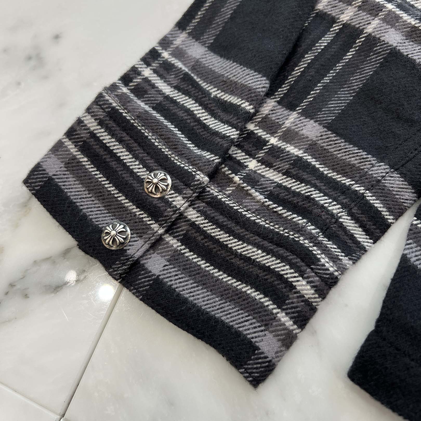 CHROME HEARTS Y NOT Cross Ball Button Check Shirt Size L クロムハーツ ワイノット クロスボールボタン チェックシャツ サイズL