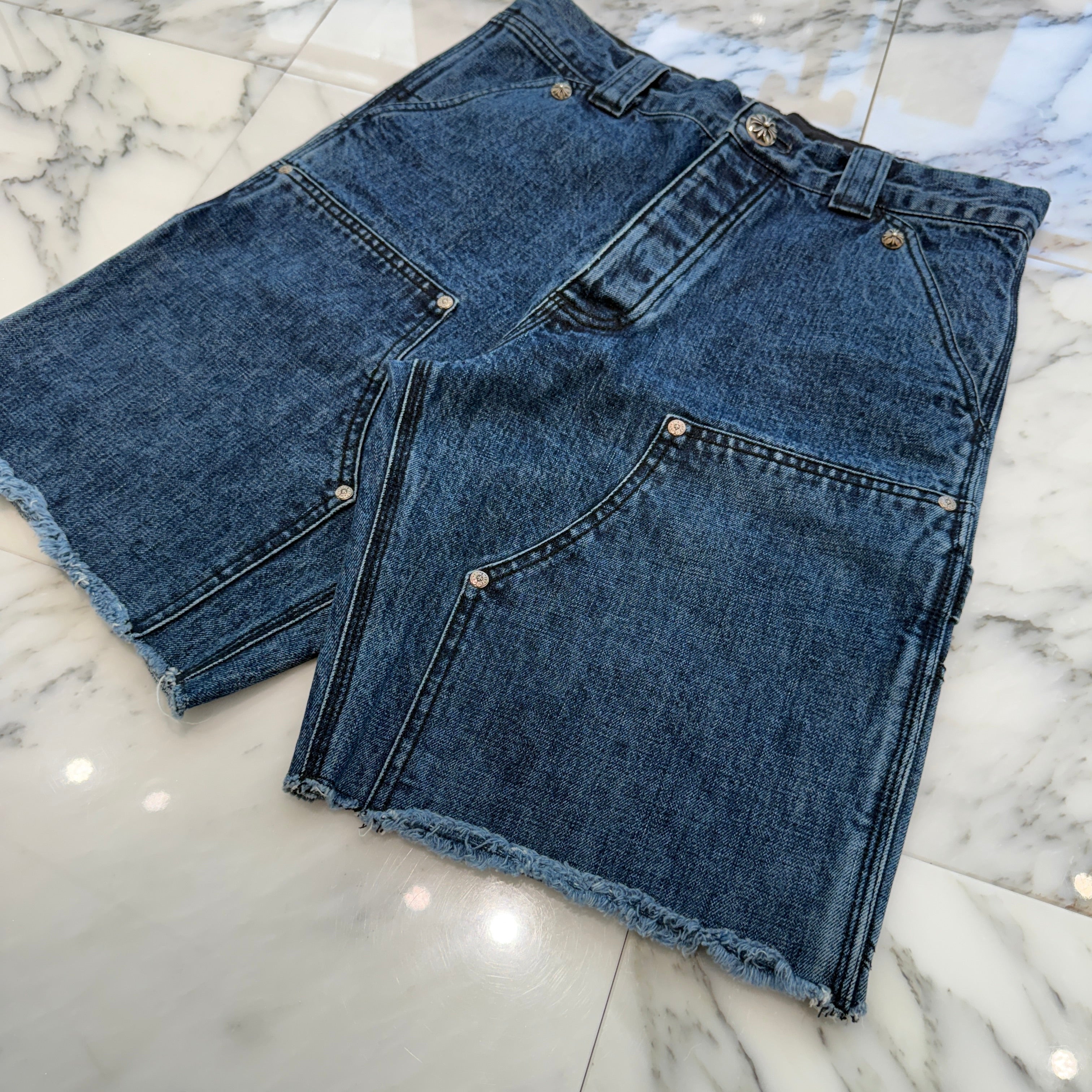 CHROME HEARTS Carpenter Cross Ball Button Denim Shorts Size 30 クロムハーツ カーペンター クロスボールボタン デニムショーツ サイズ30