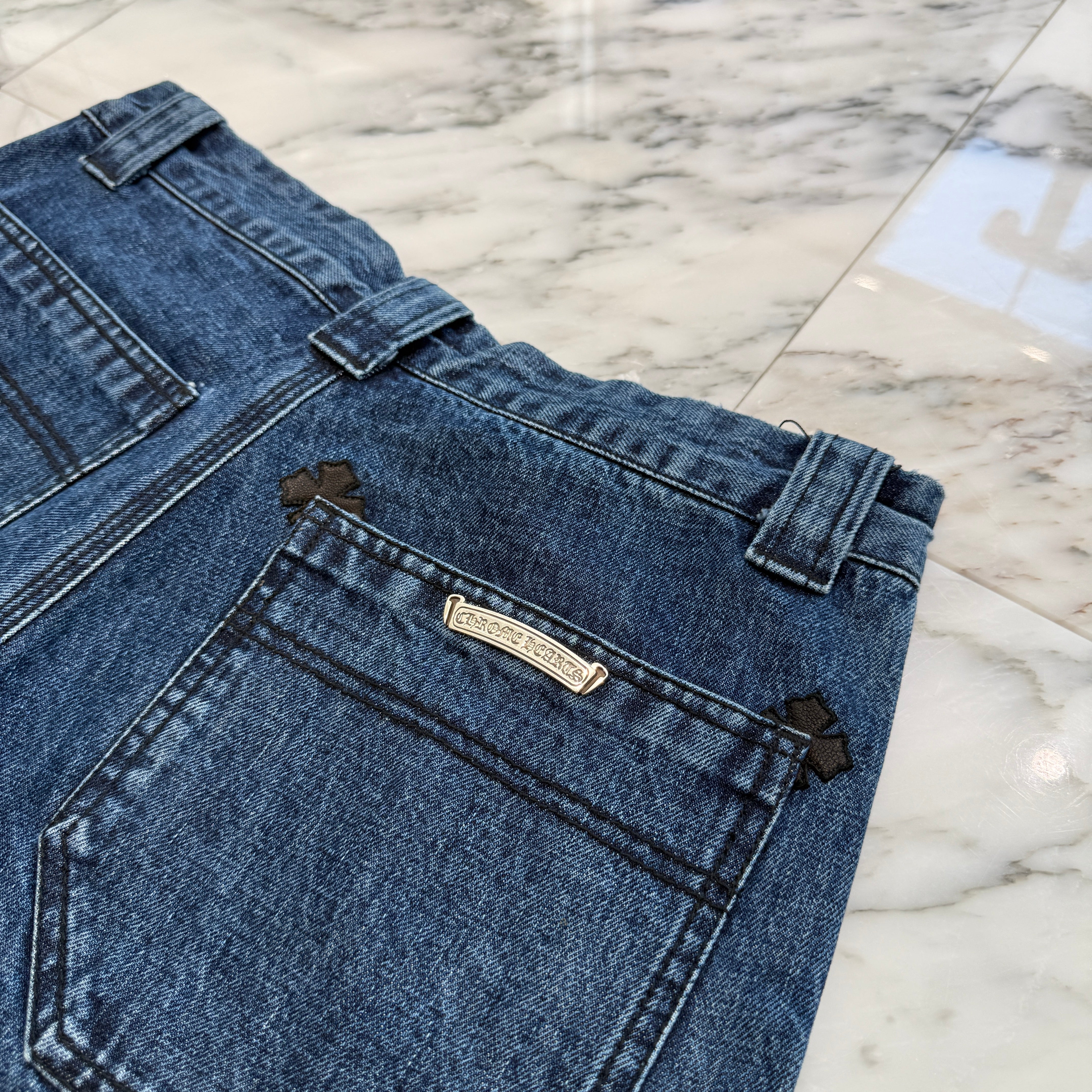 CHROME HEARTS Carpenter Cross Ball Button Denim Shorts Size 30 クロムハーツ カーペンター クロスボールボタン デニムショーツ サイズ30