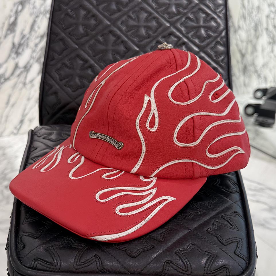 CHROME HEARTS キャップ OS (ONE SIZE) 53-60 CHROME HEARTS Leather Flame Trucker Cap Size ONE SIZE (53-60