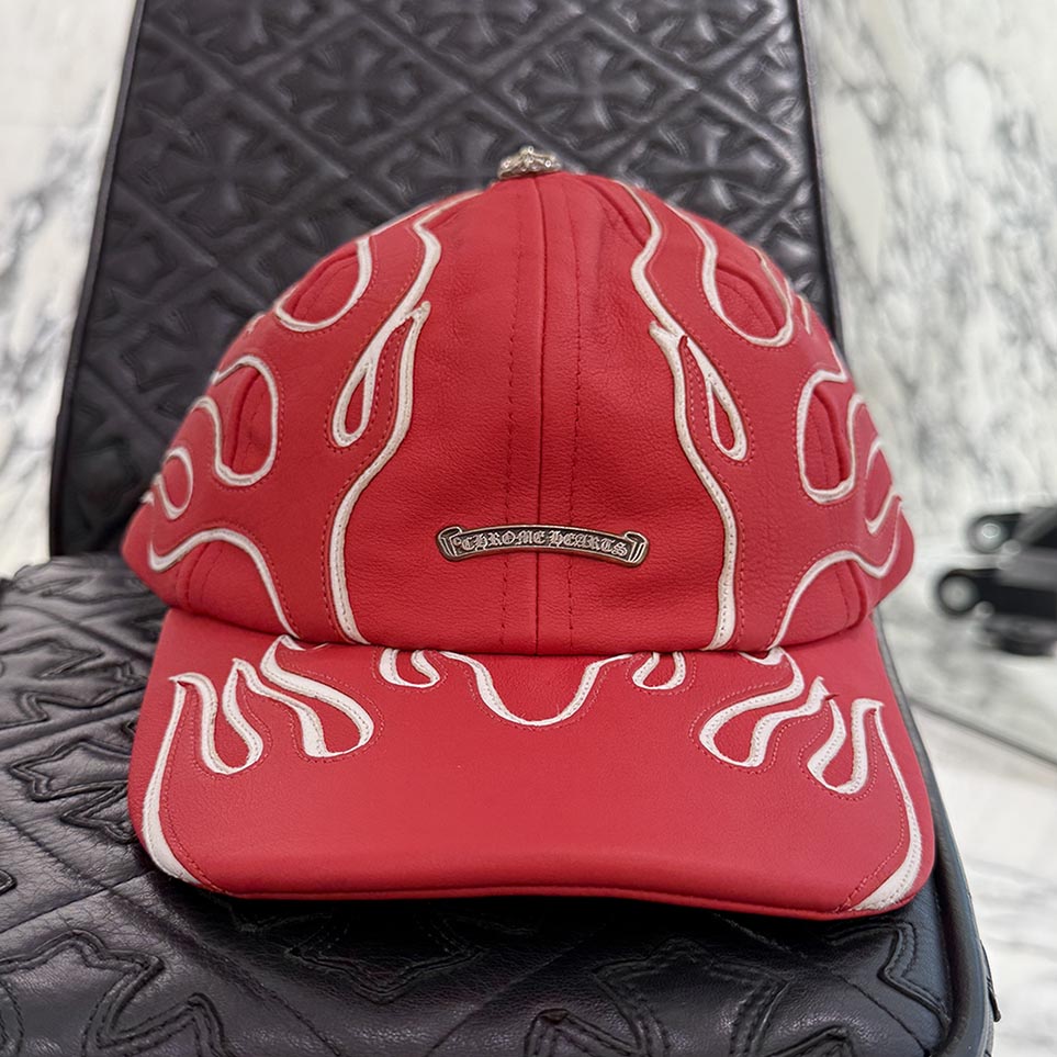 CHROME HEARTS Leather Flame Trucker Cap Size ONE SIZE (53-60