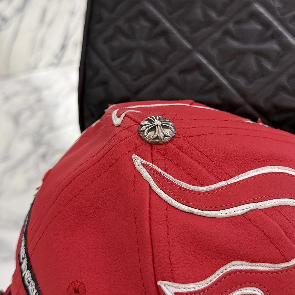 CHROME HEARTS Leather Flame Trucker Cap Size ONE SIZE (53-60