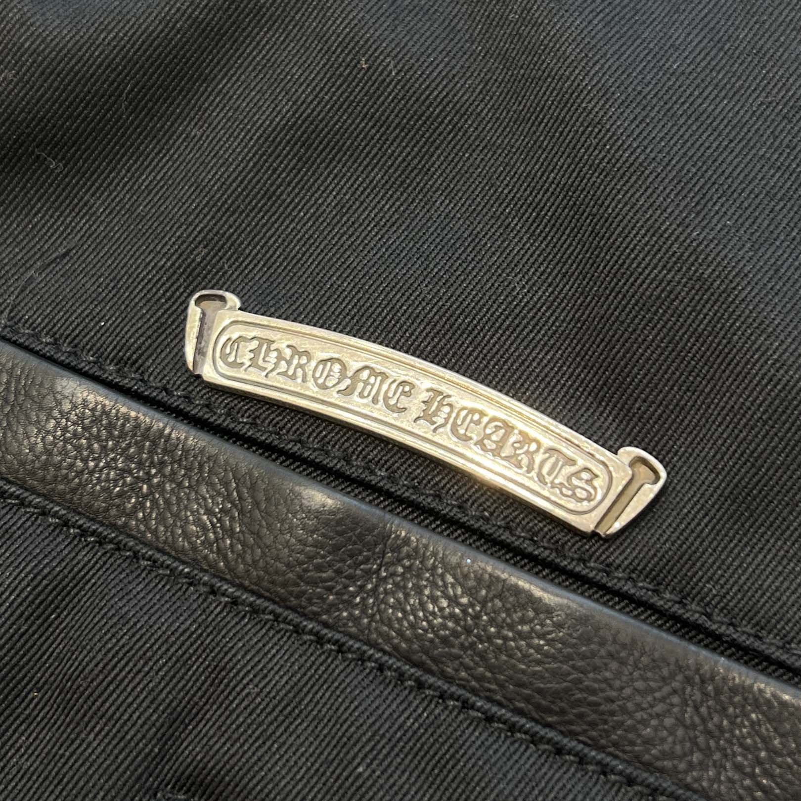 CHROME HEARTS Cemetery Cross Camo Leather Patch Cotton Chino Pants Size 27 クロムハーツ セメタリー クロス カモレザー パッチ コットン チノパンツ ブラック サイズ27