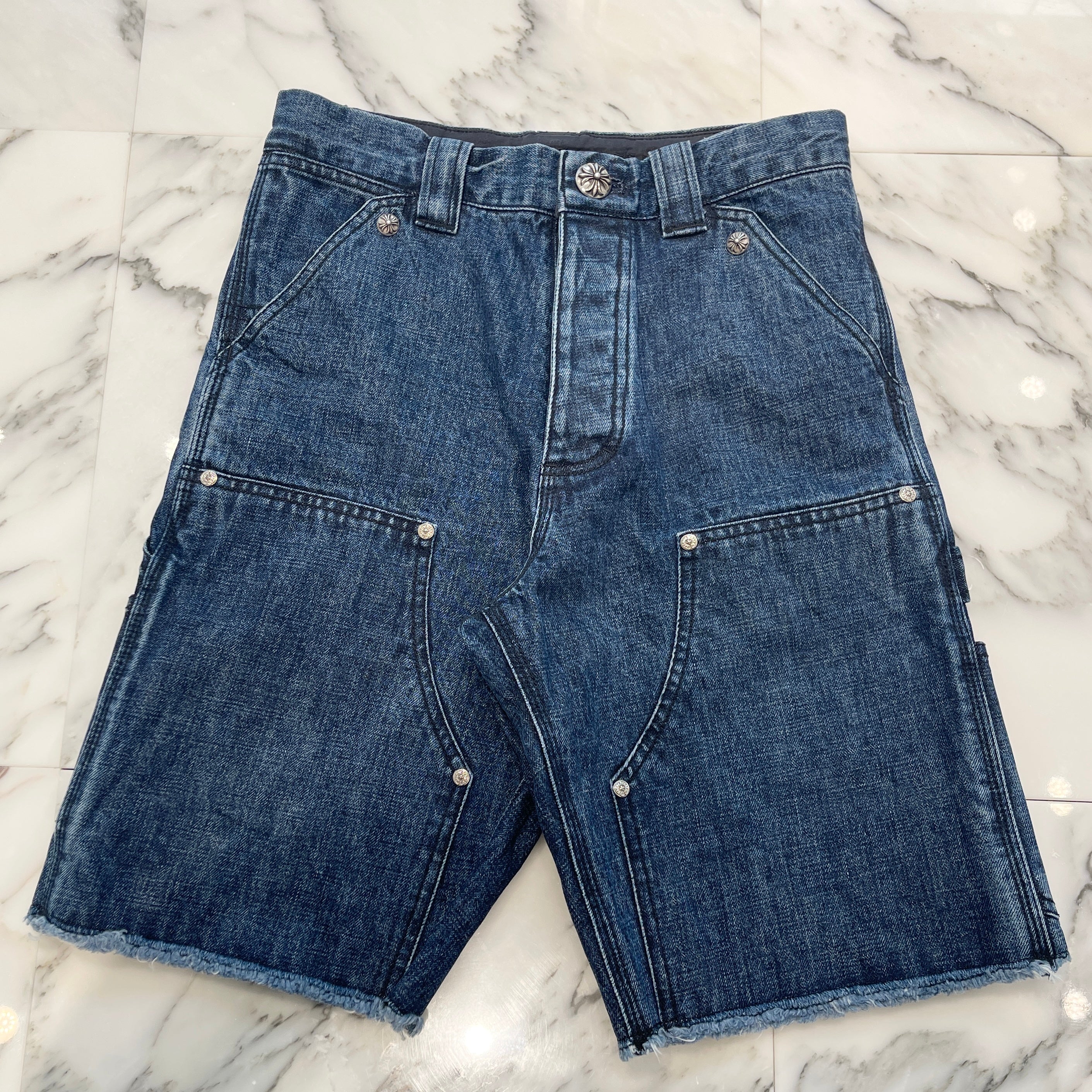 CHROME HEARTS Carpenter Cross Ball Button Denim Shorts Size 33 クロムハーツ カーペンター クロスボールボタン デニムショーツ サイズ33