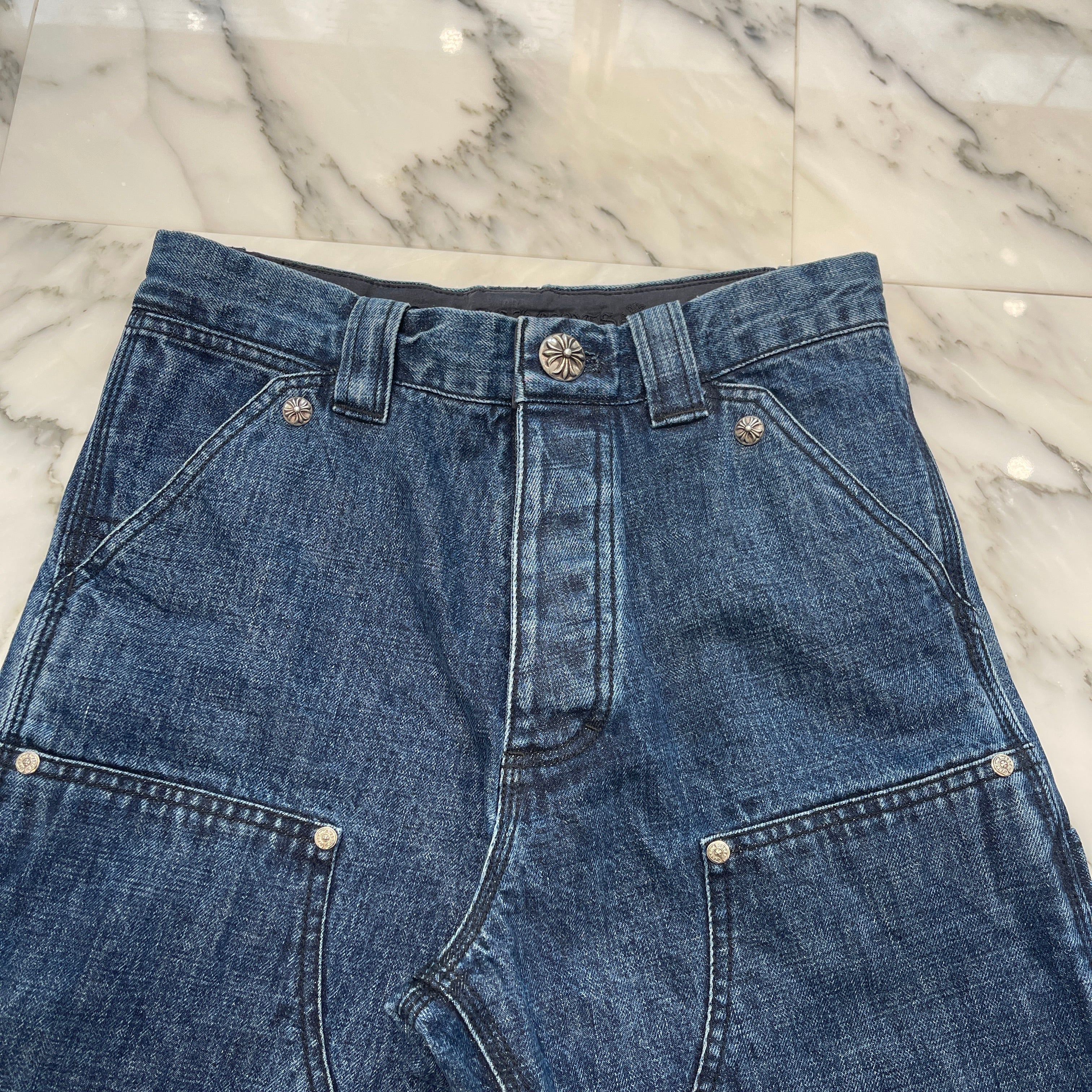CHROME HEARTS Carpenter Cross Ball Button Denim Shorts Size 27 クロムハーツ カーペンター クロスボールボタン デニムショーツ サイズ27