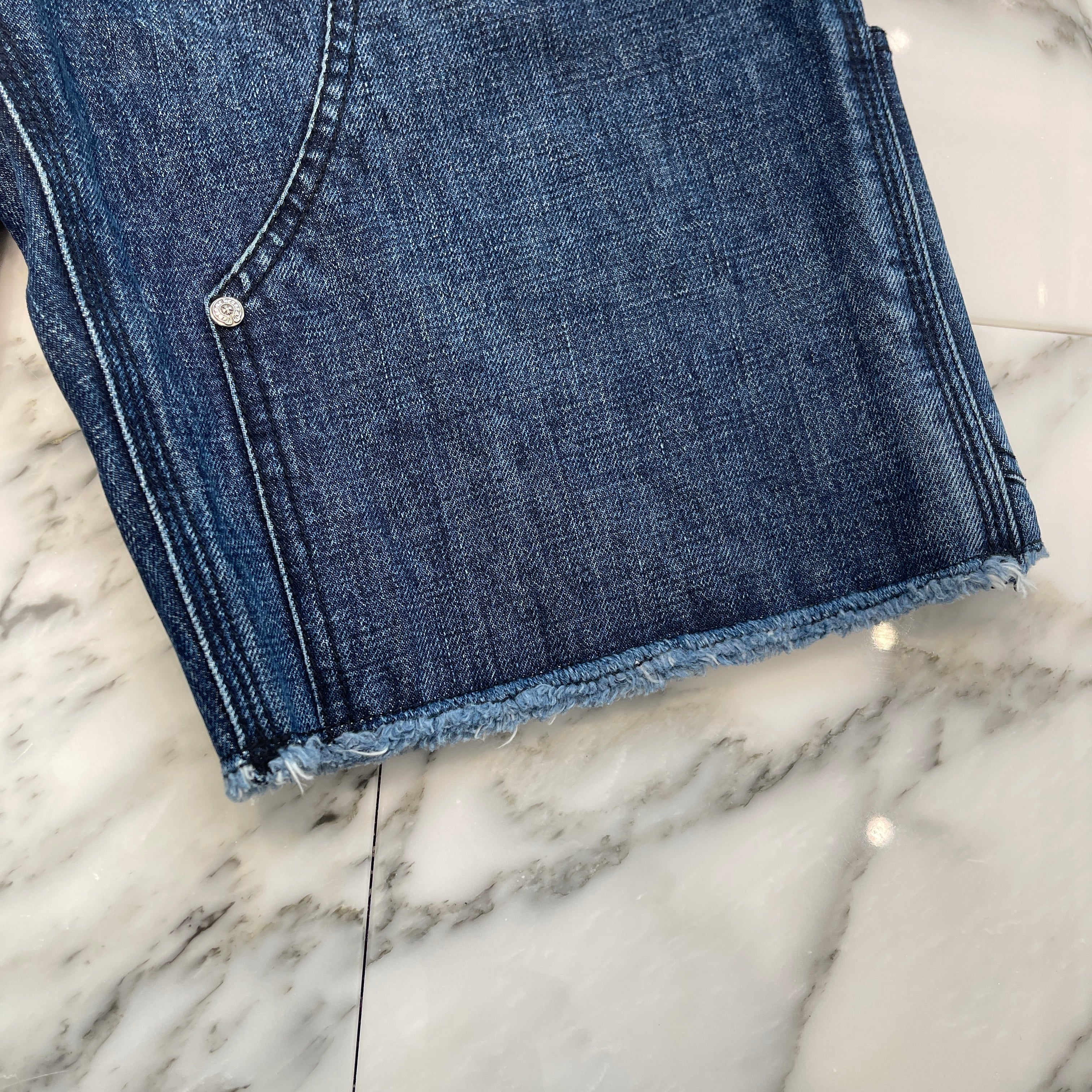 CHROME HEARTS Carpenter Cross Ball Button Denim Shorts Size 27 クロムハーツ カーペンター クロスボールボタン デニムショーツ サイズ27