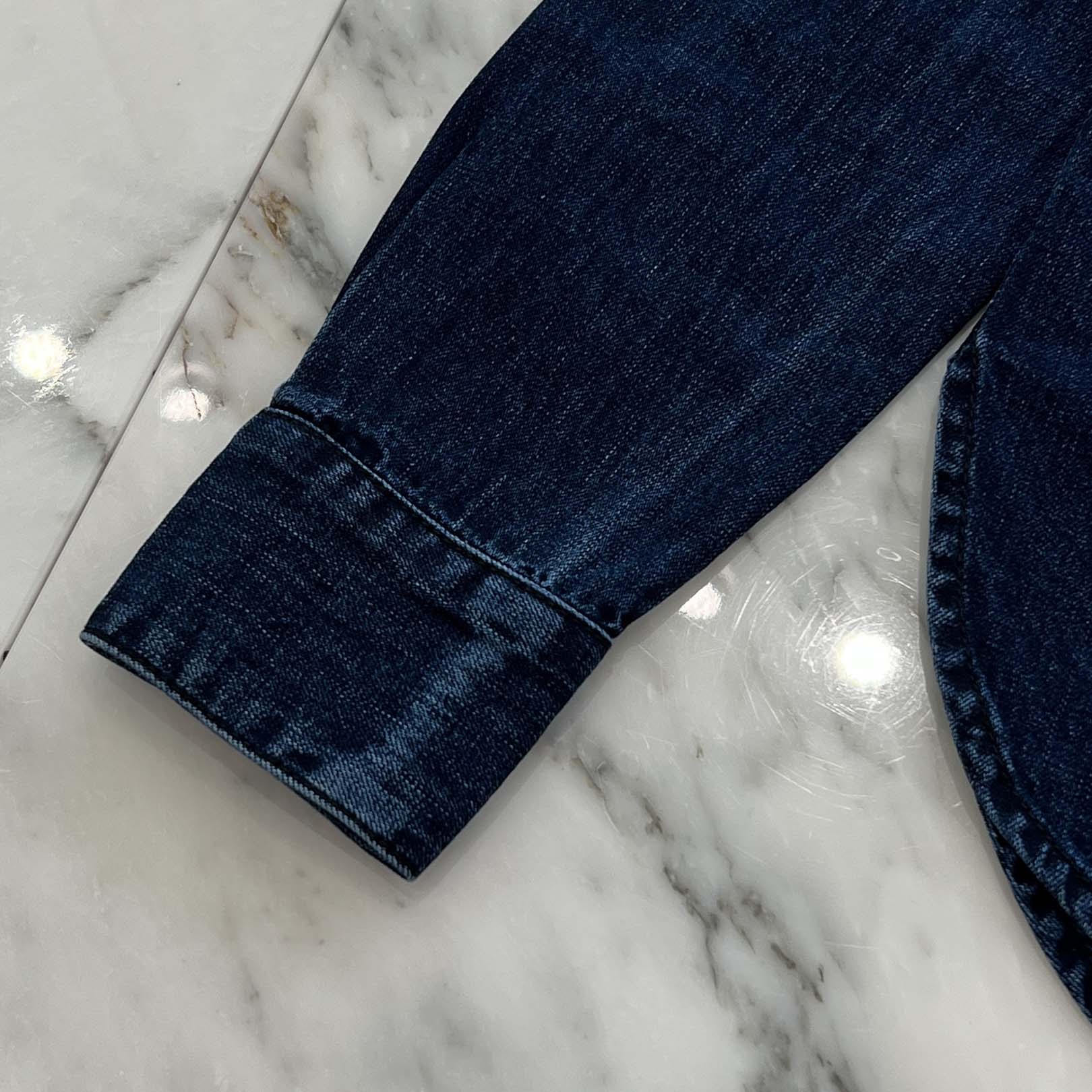 CHROME HEARTS Y NOT Leather Cross Patch Denim Shirt Size S クロムハーツ レザークロスパッチ デニムシャツ サイズS