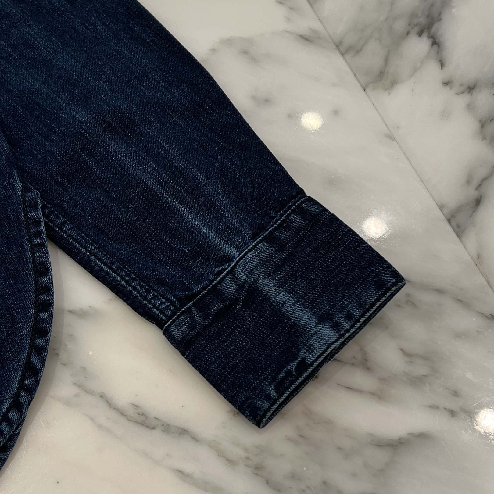 CHROME HEARTS Y NOT Leather Cross Patch Denim Shirt Size S クロムハーツ レザークロスパッチ デニムシャツ サイズS