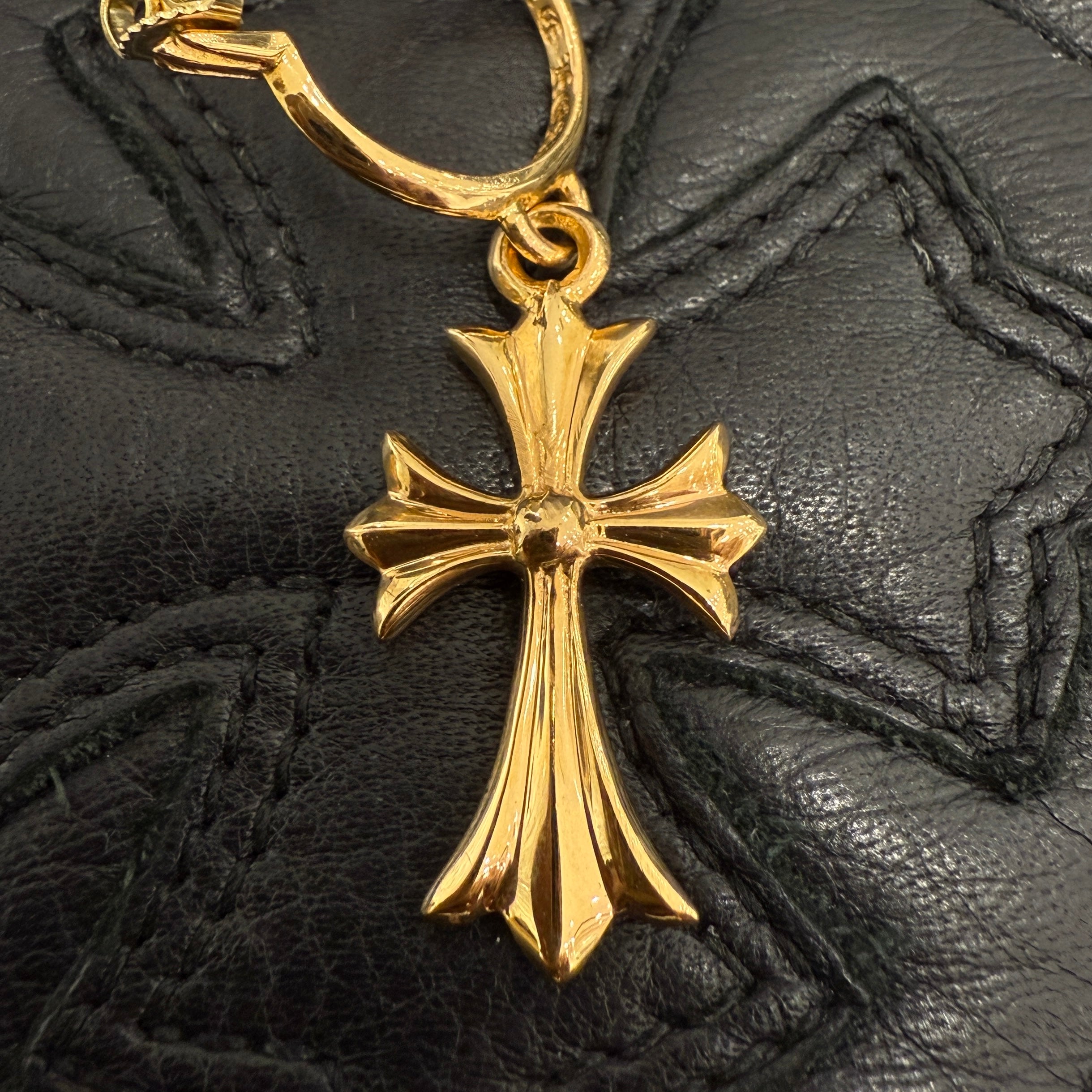 CHROME HEARTS 22K TINY CH Cross Hoop Earrings クロムハーツ 22K タイニー CHクロス フープイヤリング ピアス