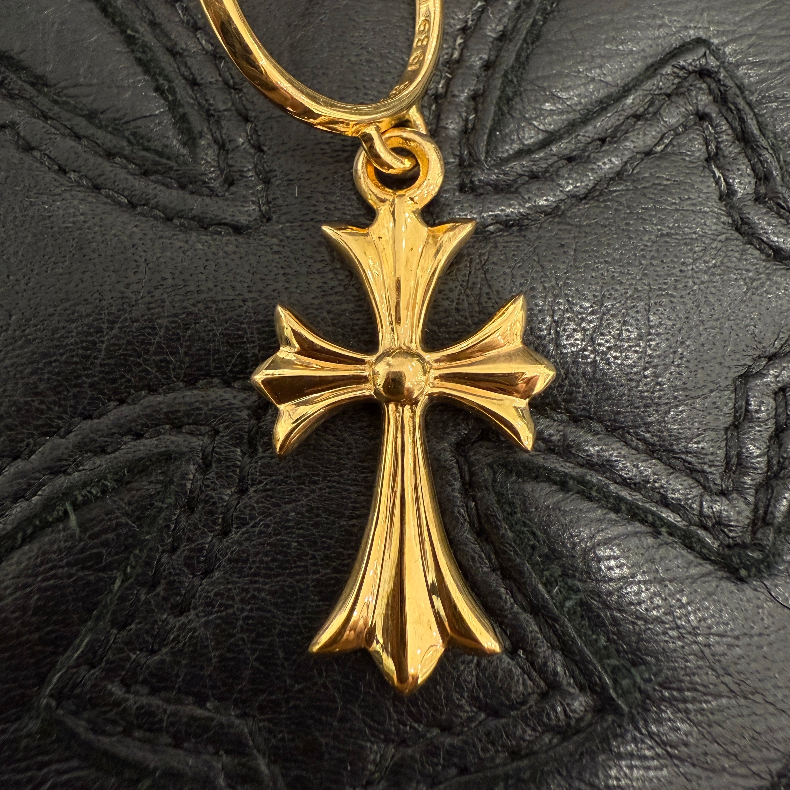 CHROME HEARTS 22K TINY CH Cross Hoop Earrings クロムハーツ 22K タイニー CHクロス フープイヤリング ピアス