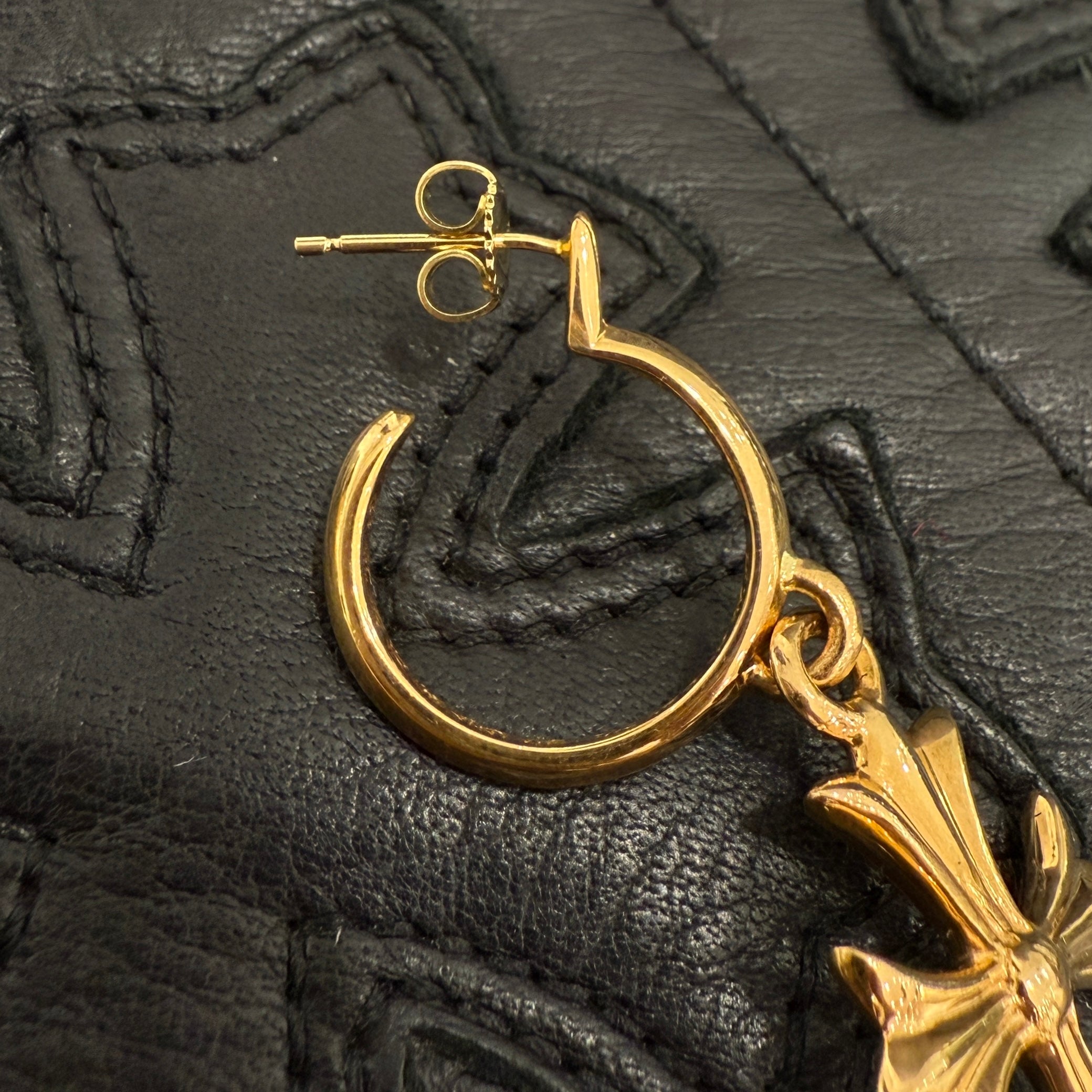 CHROME HEARTS 22K TINY CH Cross Hoop Earrings クロムハーツ 22K タイニー CHクロス フープイヤリング ピアス