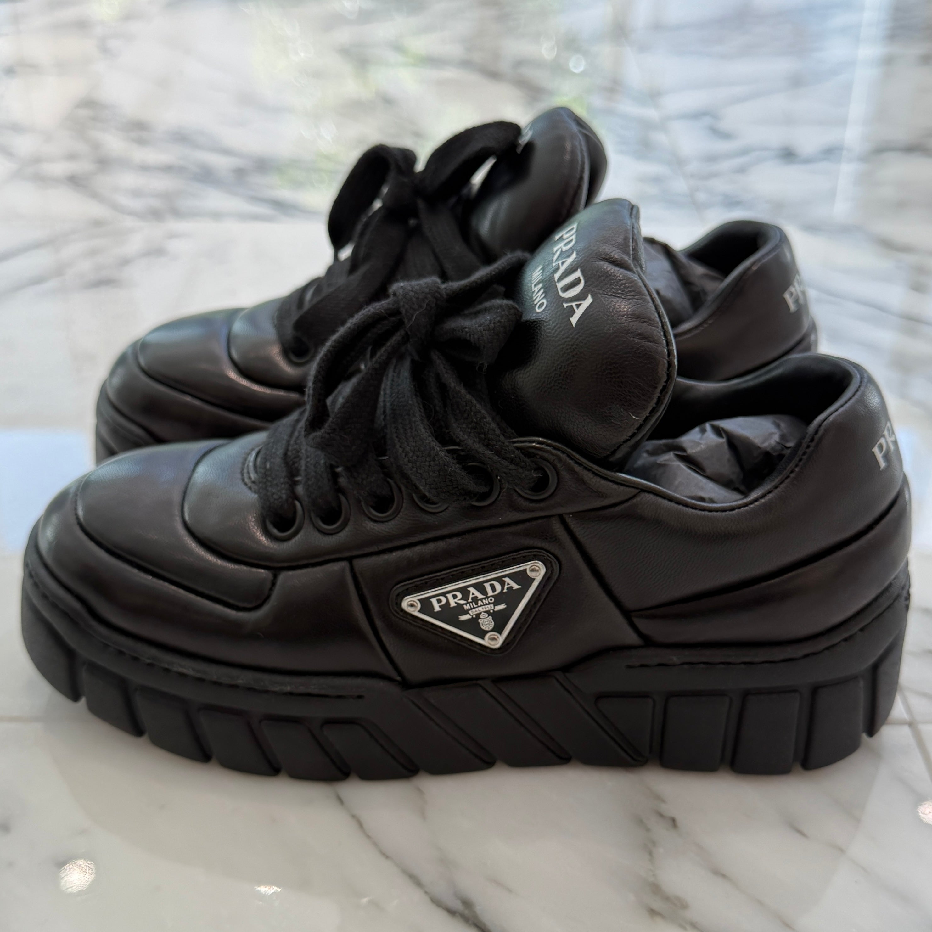 PRADA 2024SS Padded Nappa Leather Lace Up sneakers 1E136N Size 35(22.0cm) プラダ パデッドナッパレザー レースアップスニーカー サイズ35(22.0cm)