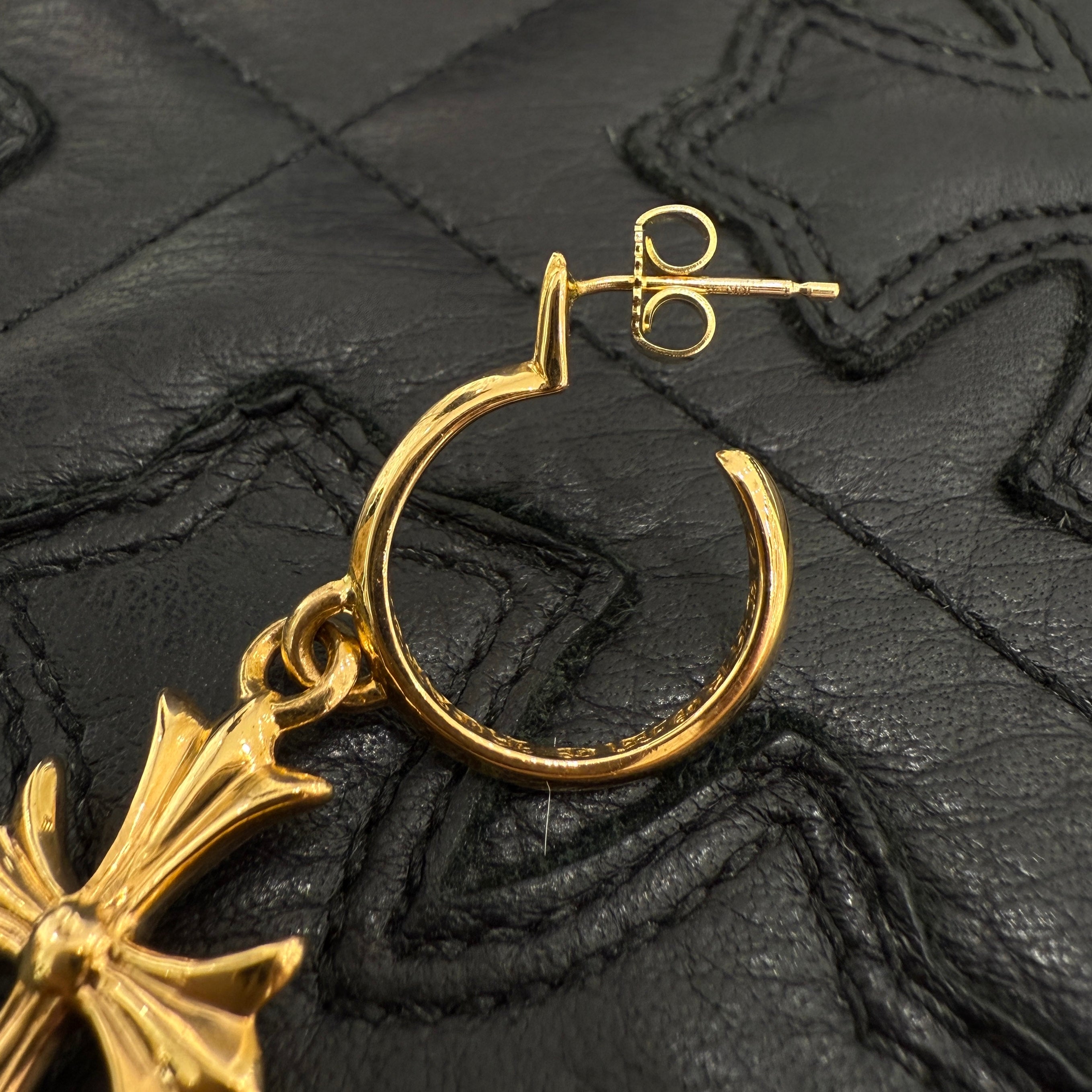 CHROME HEARTS 22K TINY CH Cross Hoop Earrings クロムハーツ 22K タイニー CHクロス フープイヤリング ピアス