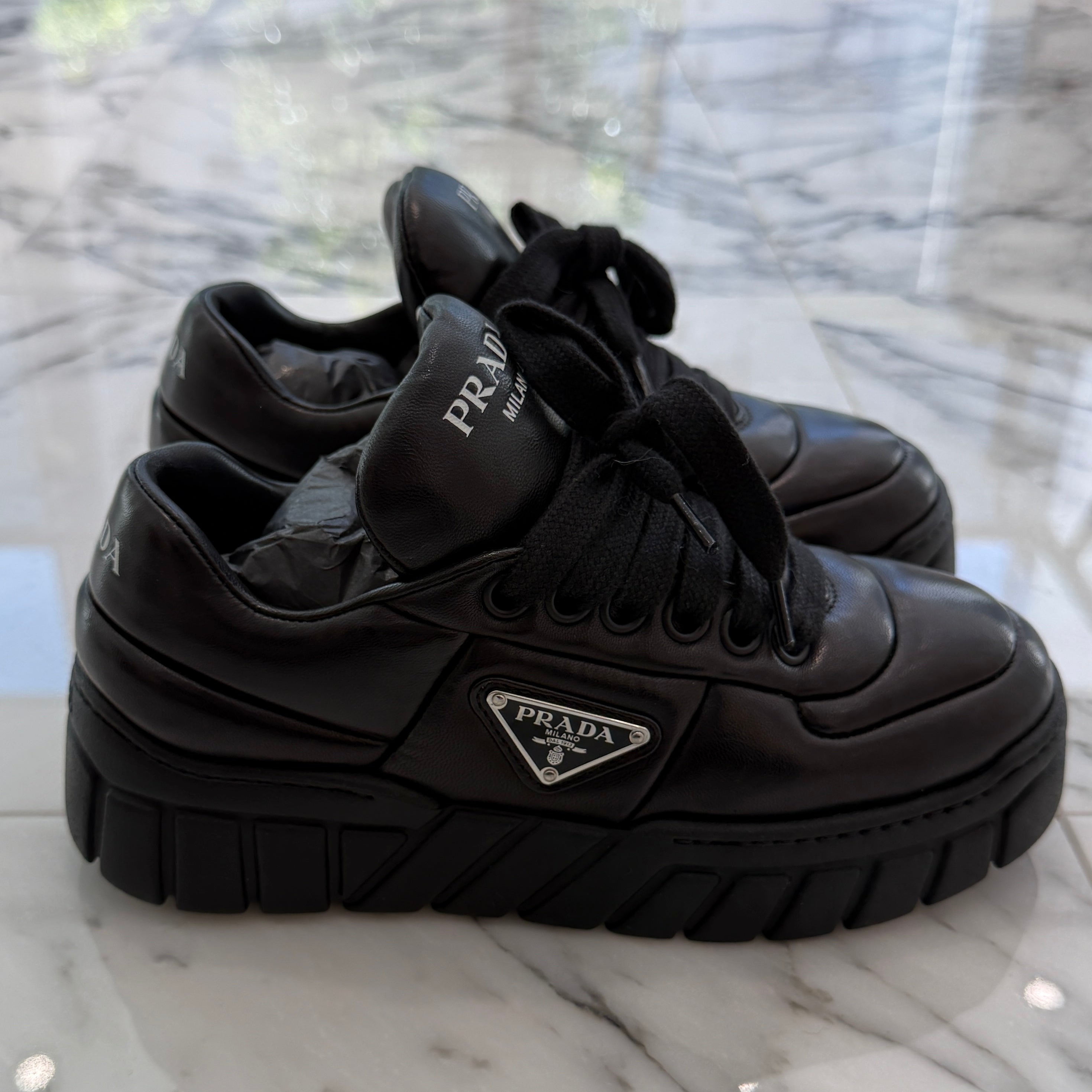 PRADA 2024SS Padded Nappa Leather Lace Up sneakers 1E136N Size 35(22.0cm) プラダ パデッドナッパレザー レースアップスニーカー サイズ35(22.0cm)