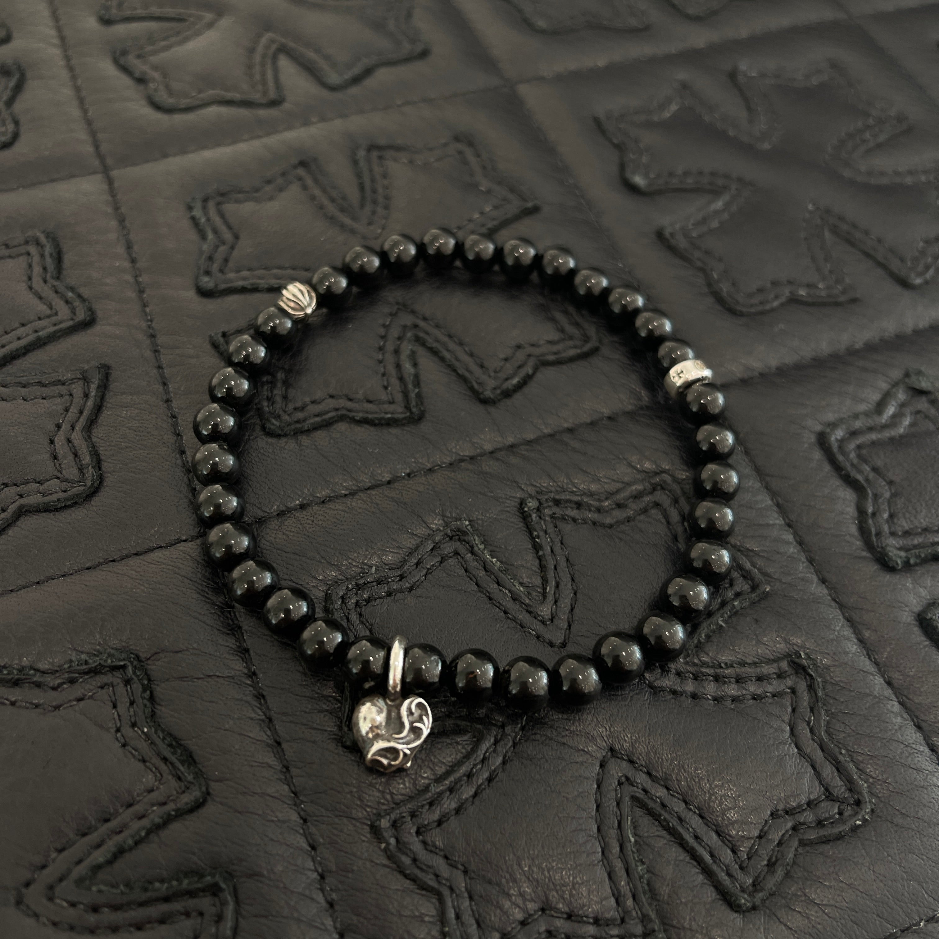 CHROME HEARTS Las Vegas Limited Heart Cross Black Beads Bracelet クロムハーツ ラスベガス限定 ハートクロス ブラック ビーズブレスレット