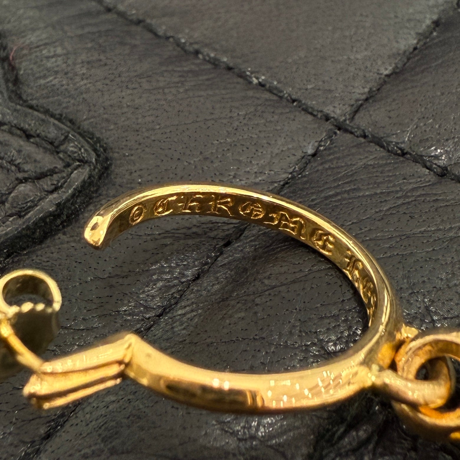 CHROME HEARTS 22K TINY CH Cross Hoop Earrings クロムハーツ