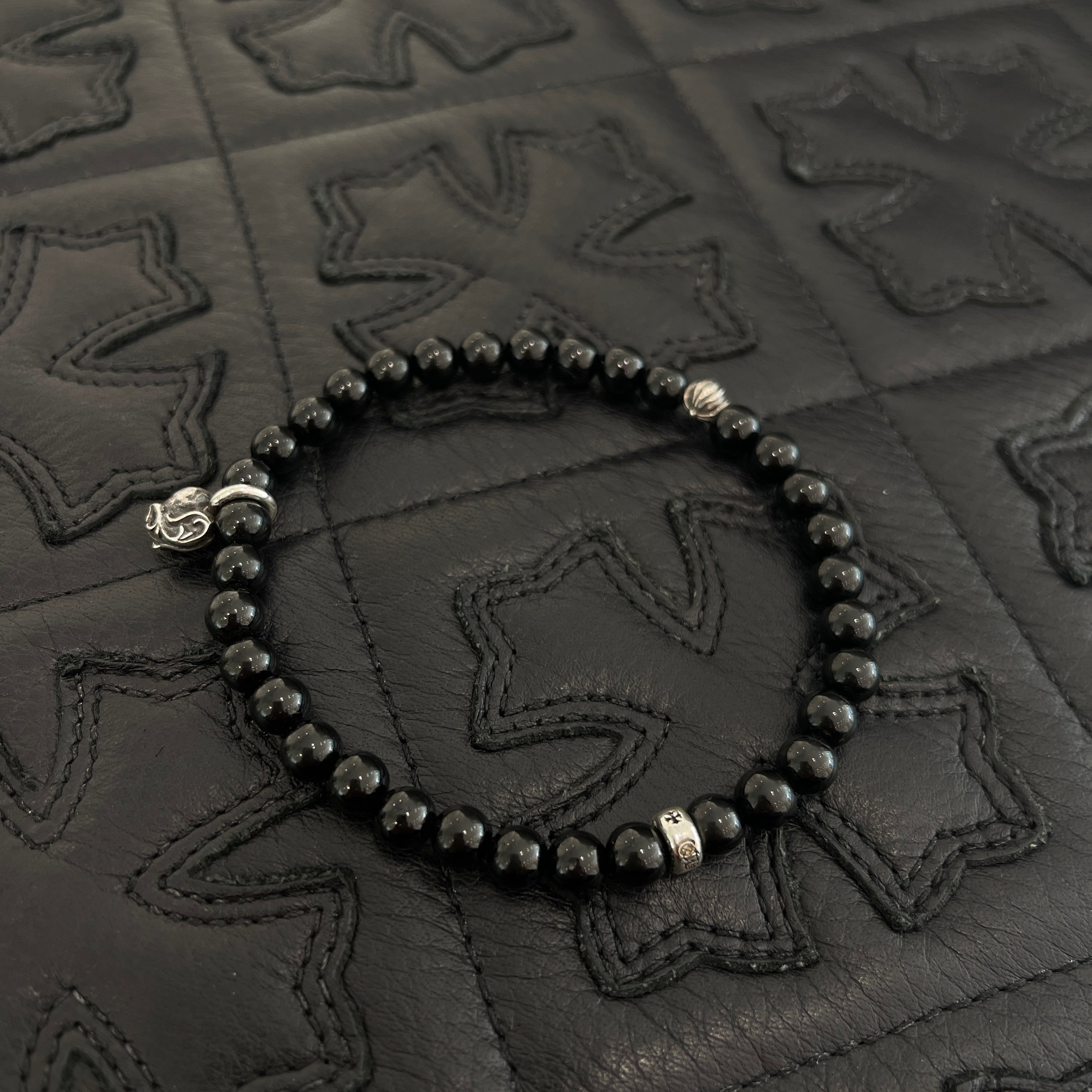 CHROME HEARTS Las Vegas Limited Heart Cross Black Beads Bracelet クロムハーツ ラスベガス限定 ハートクロス ブラック ビーズブレスレット