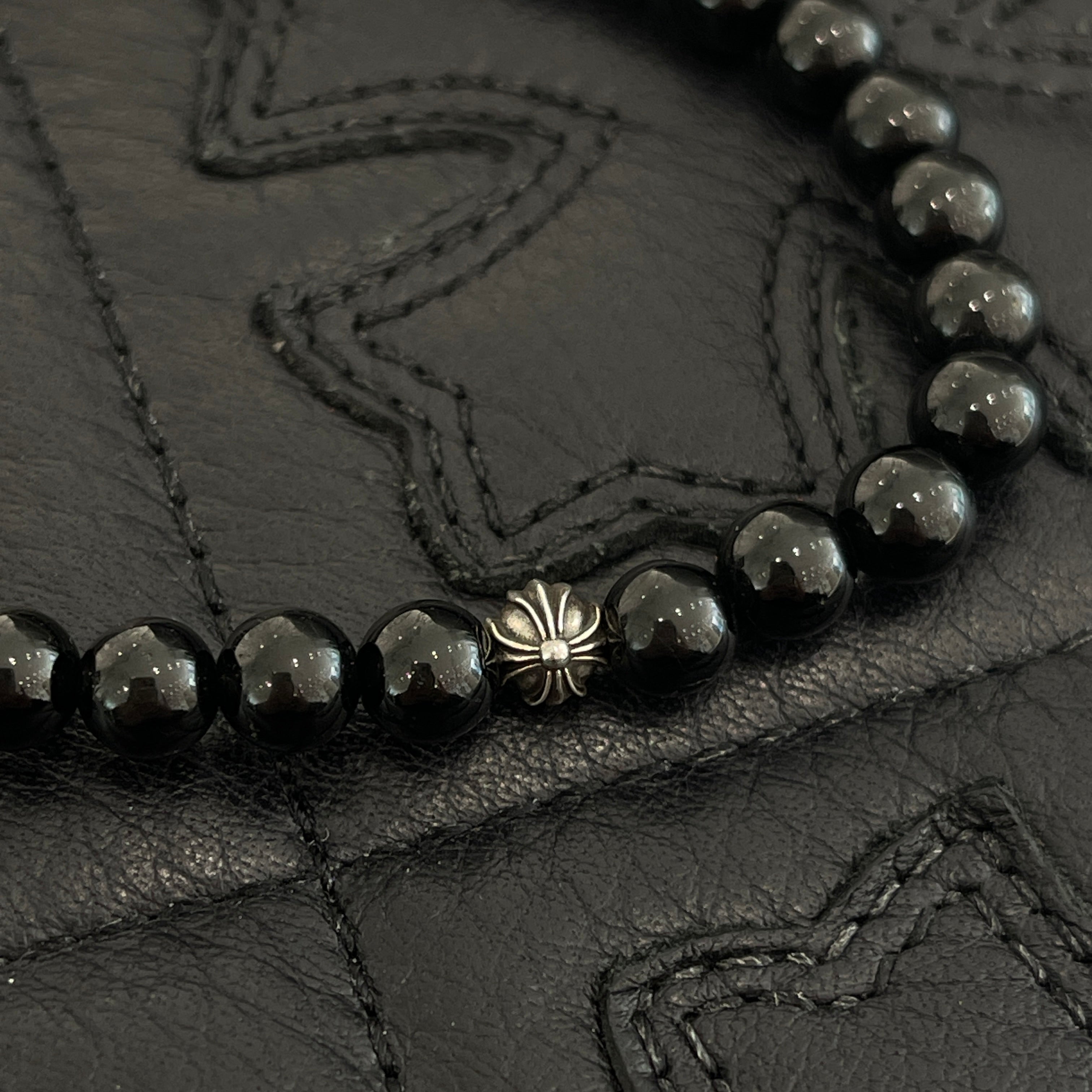 CHROME HEARTS Las Vegas Limited Heart Cross Black Beads Bracelet クロムハーツ ラスベガス限定 ハートクロス ブラック ビーズブレスレット