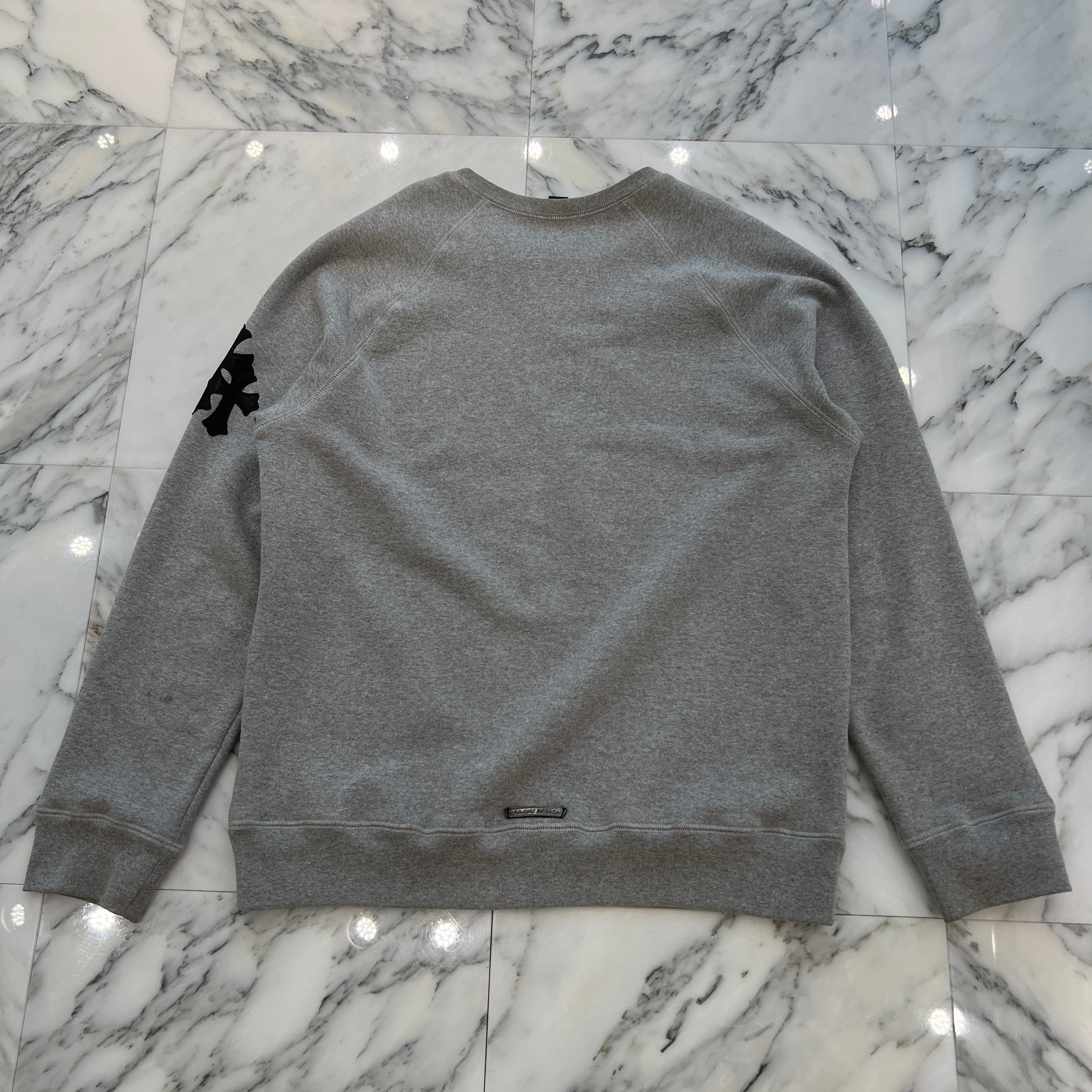 CHROME HEARTS Y NOT Cemetery Cross Leather Patch Sweatshirt Size L クロムハーツ ワイノット セメタリークロス レザーパッチ スウェットシャツ サイズL