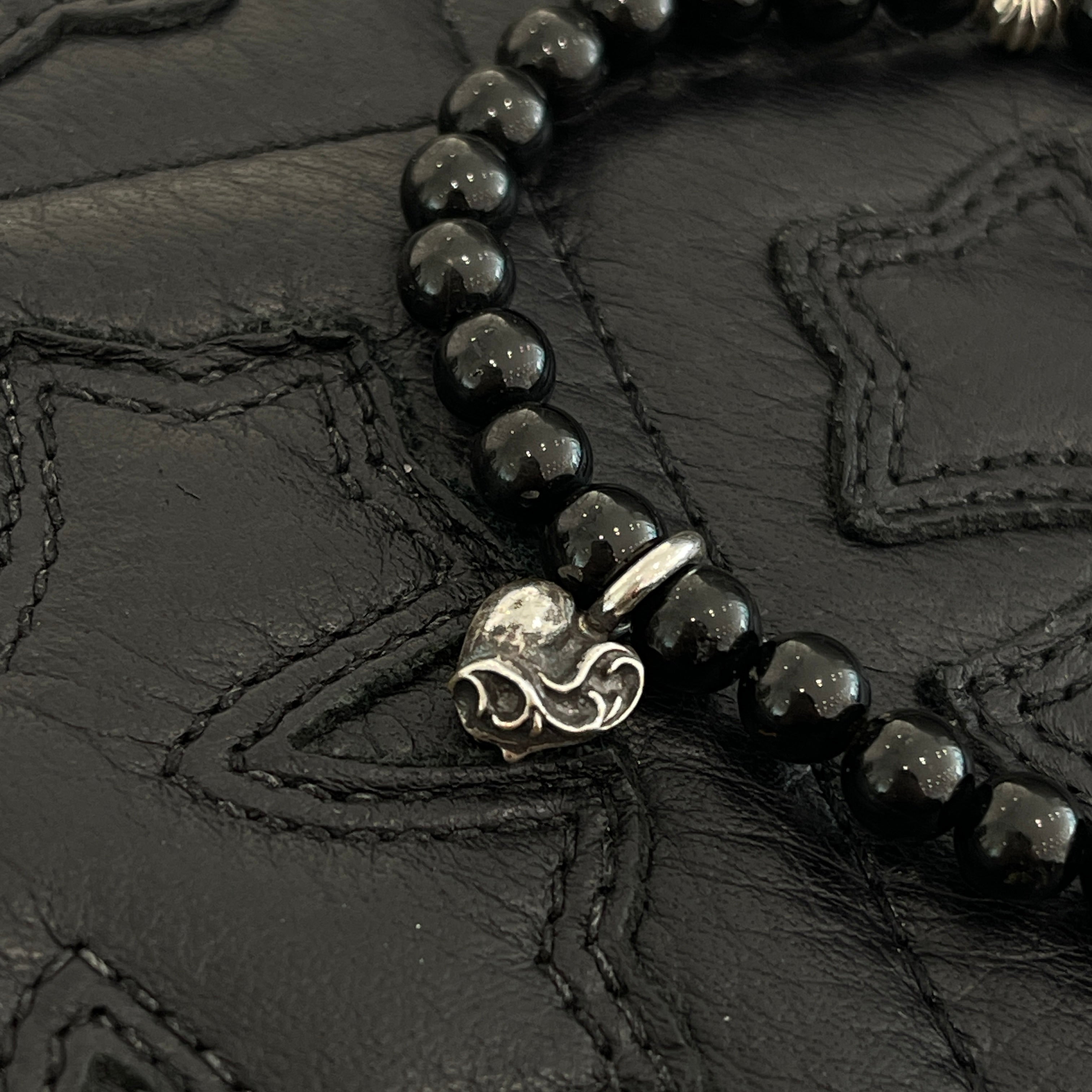 CHROME HEARTS Las Vegas Limited Heart Cross Black Beads Bracelet クロムハーツ ラスベガス限定 ハートクロス ブラック ビーズブレスレット