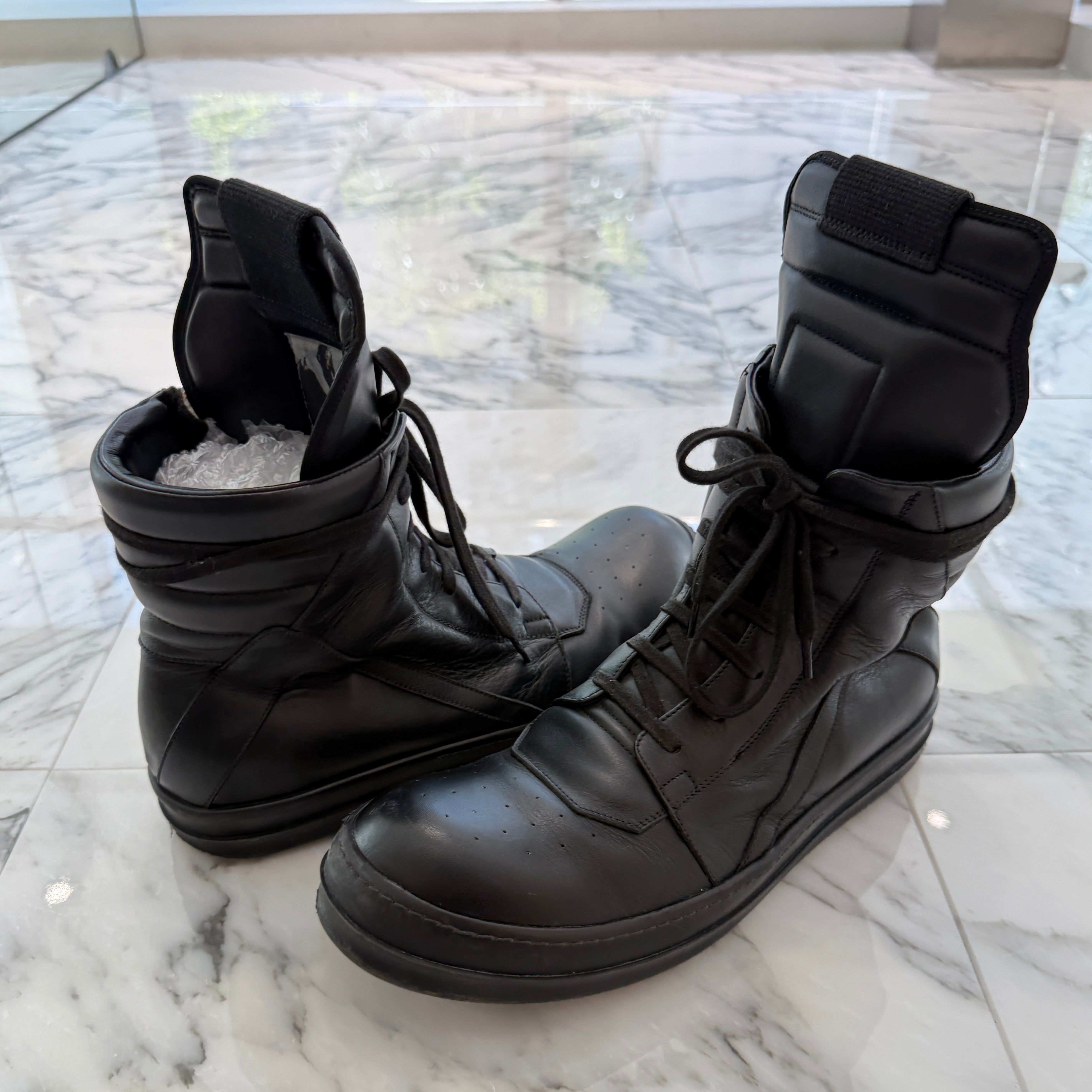 Rick Owens Geobasket High Top Leather Sneakers RU14F2894 Size 44