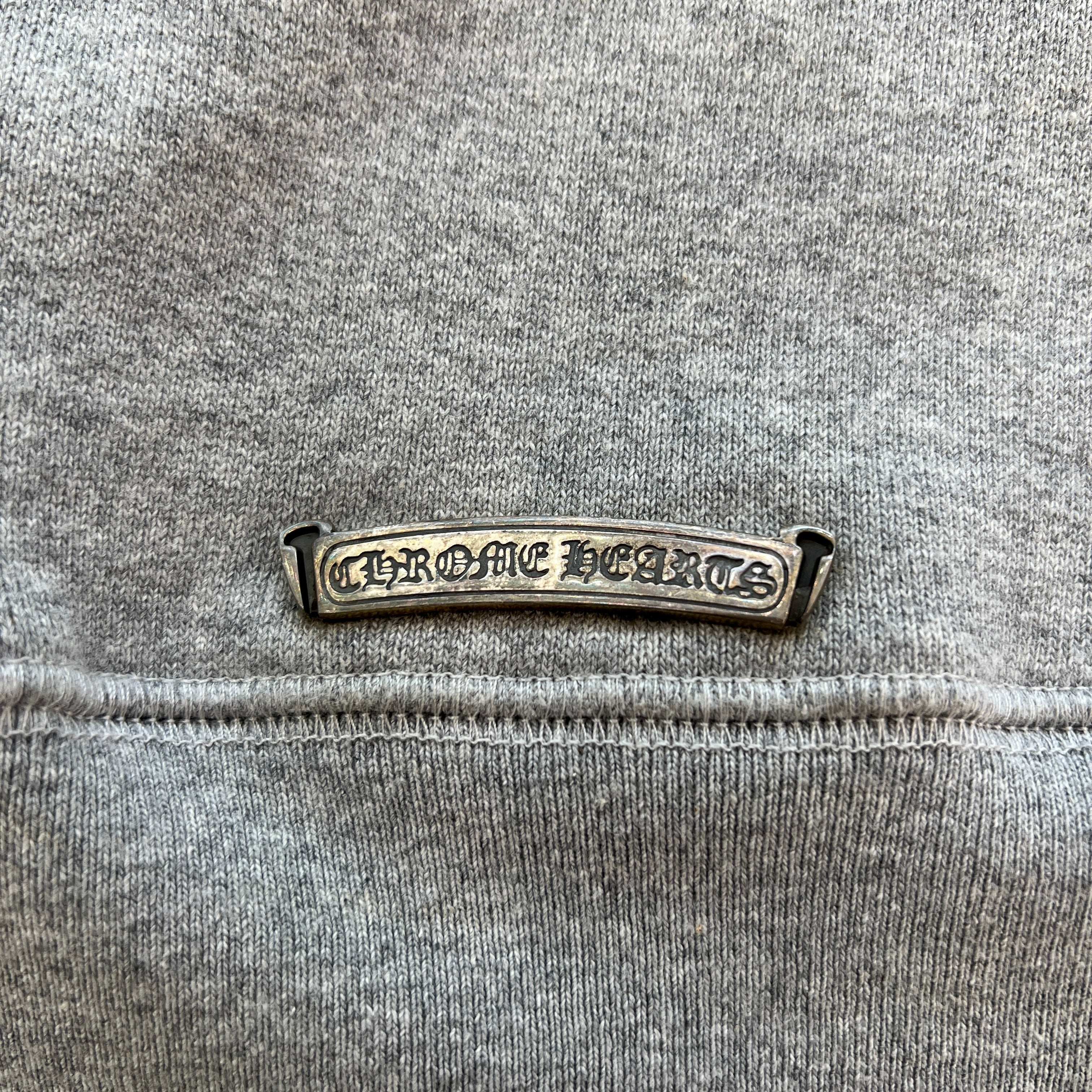 CHROME HEARTS Y NOT Cemetery Cross Leather Patch Sweatshirt