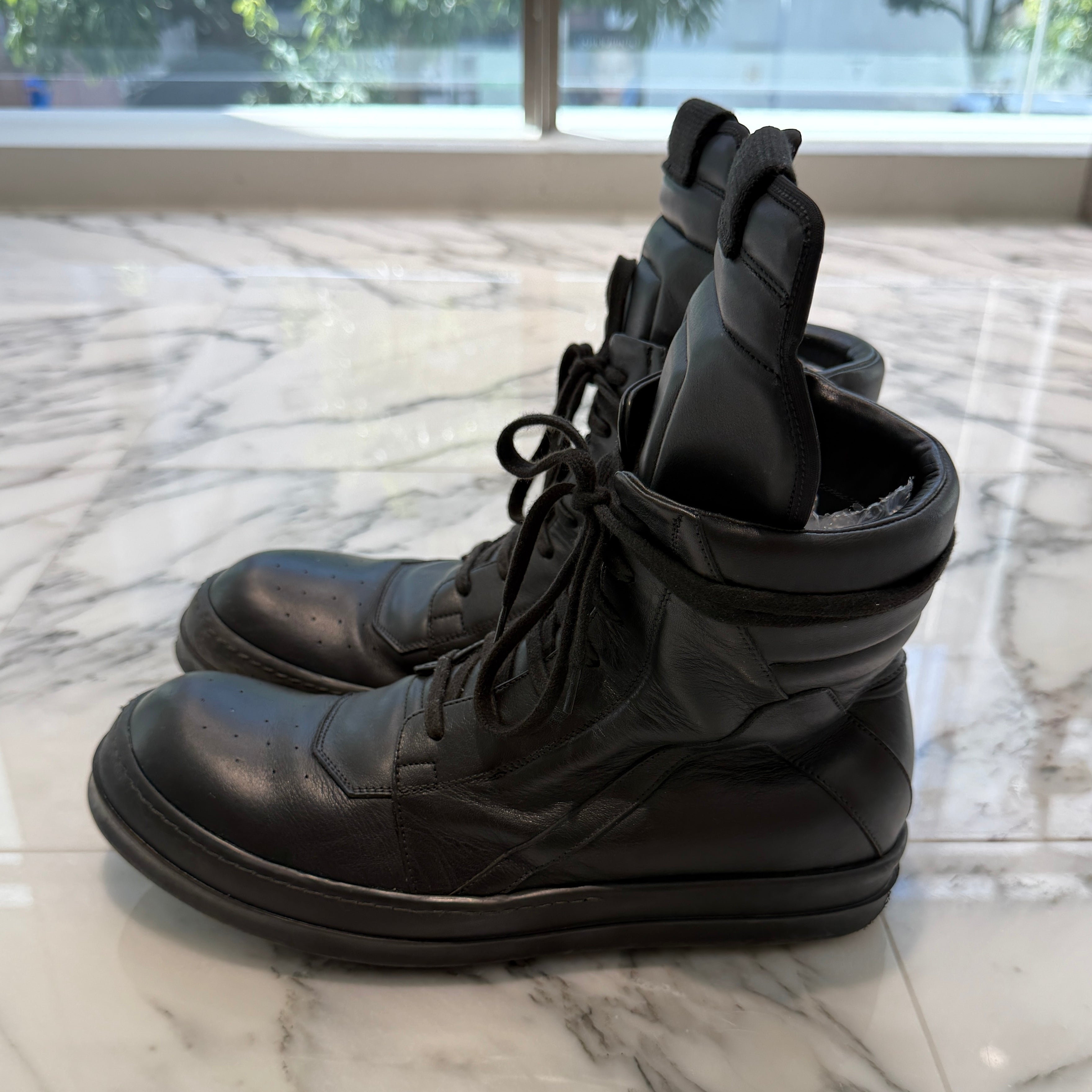 Rick Owens Geobasket High Top Leather Sneakers RU14F2894 Size 44
