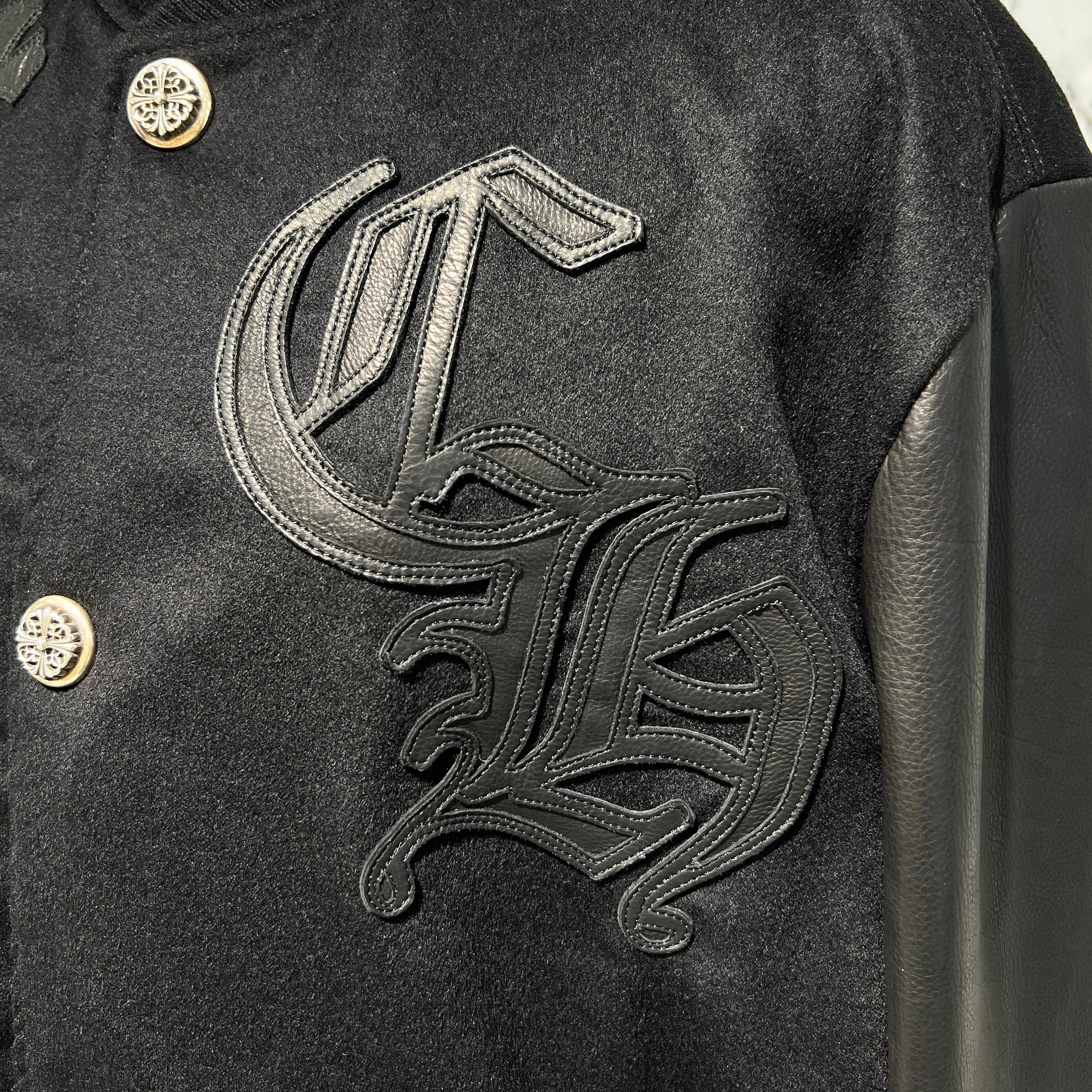 CHROME HEARTS LETTERMAN Cemetery Cross Patch Blouson Jacket Size L クロムハーツ レターマン セメタリークロスパッチ ブルゾンジャケット サイズL