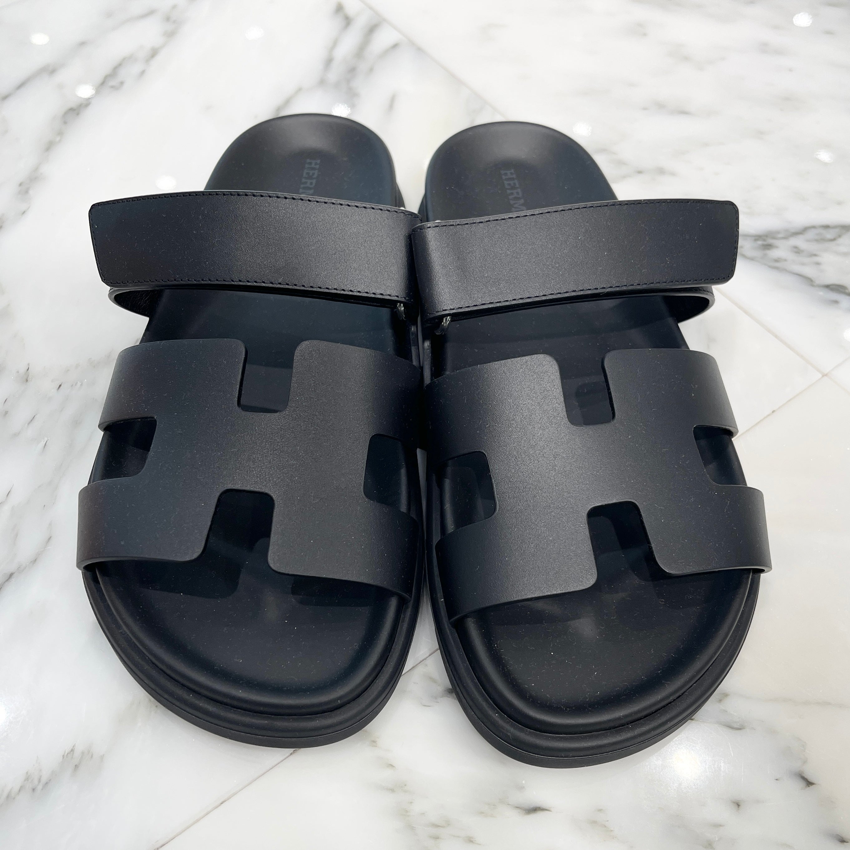 HERMES 2024SS Sandales "Femme Chypre" Noir H刻印 Size 375（24.5cm） エルメス サンダル "シプレ" ノアール サイズ375（24.5cm）