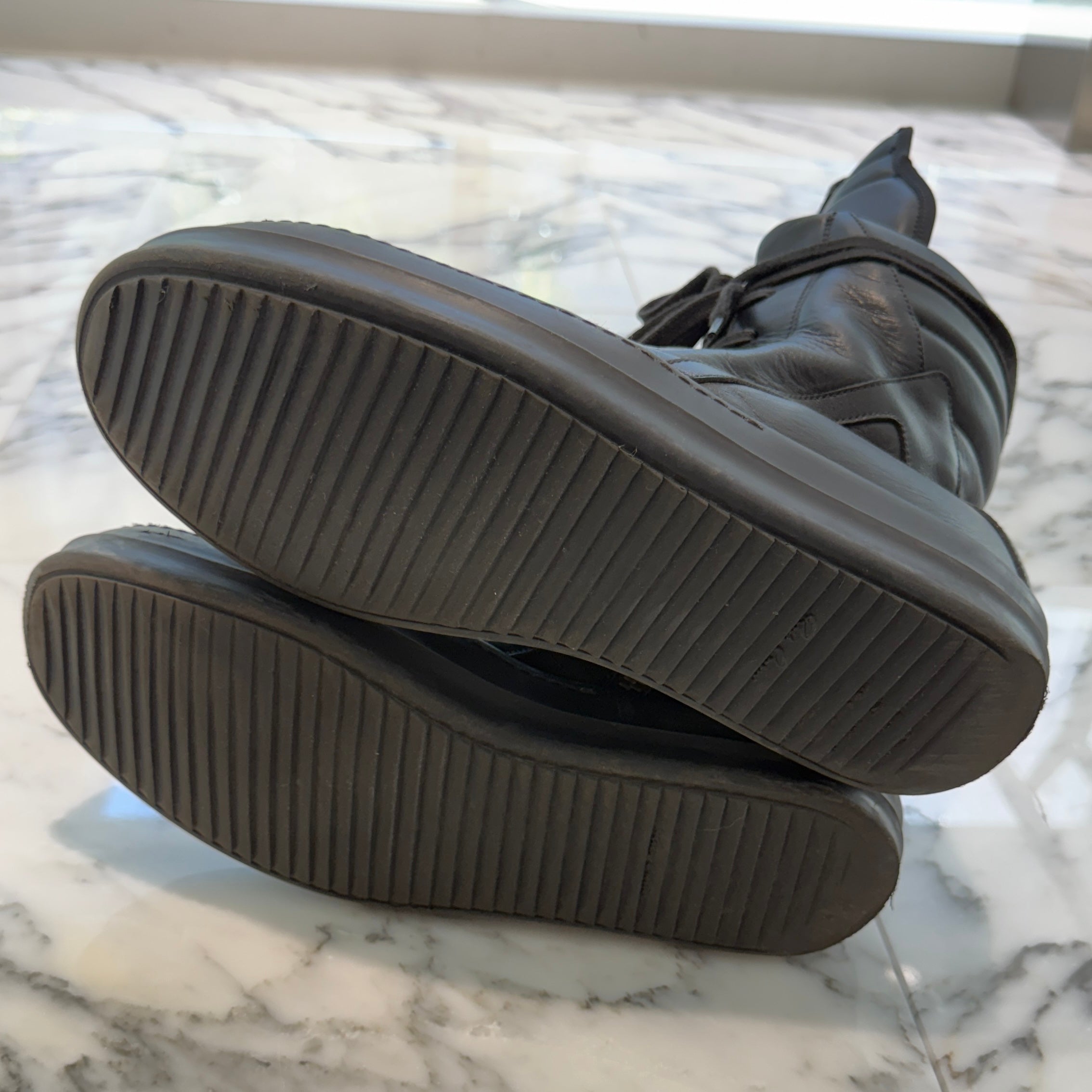 Rick Owens Geobasket High Top Leather Sneakers RU14F2894 Size 44