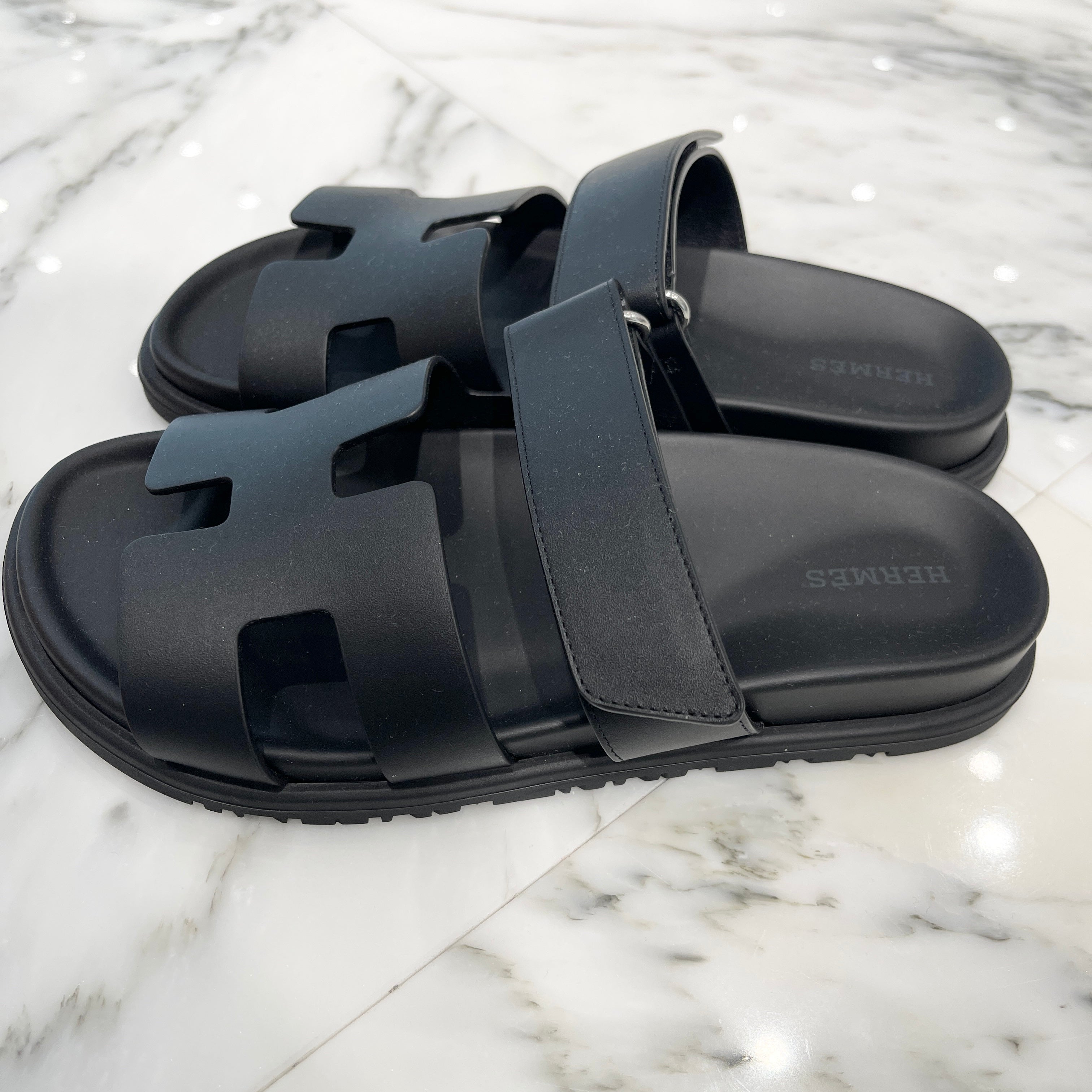 HERMES 2024SS Sandales "Femme Chypre" Noir H刻印 Size 375（24.5cm） エルメス サンダル "シプレ" ノアール サイズ375（24.5cm）