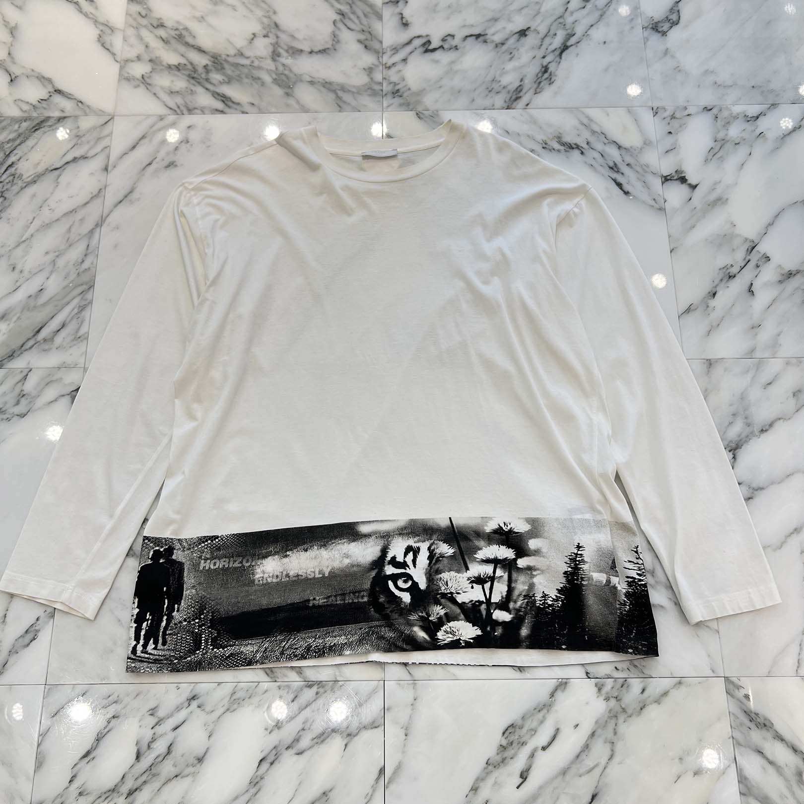 PRADA 2022AW Transfer Print Triangle Patch Long Sleeve Tee UJL44A Size XS プラダ 転写プリントトライアングルワッペンロングスリーブTシャツ サイズXS