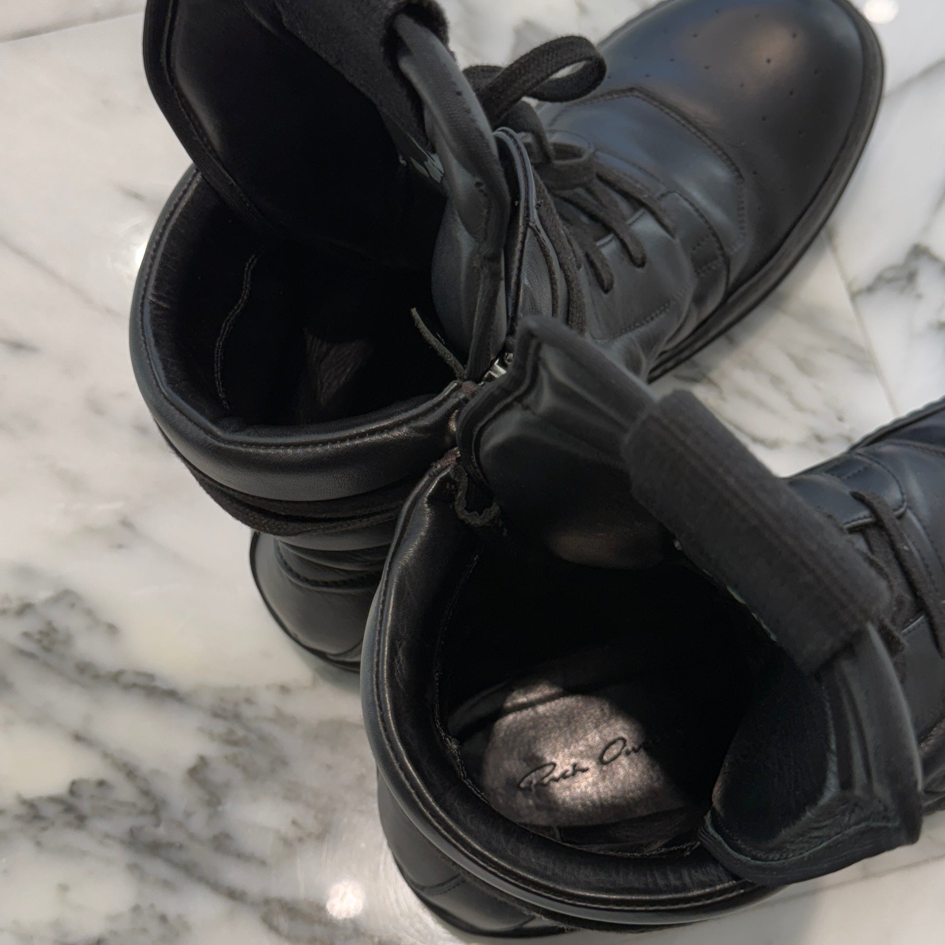 Rick Owens Geobasket High Top Leather Sneakers RU14F2894 Size 44
