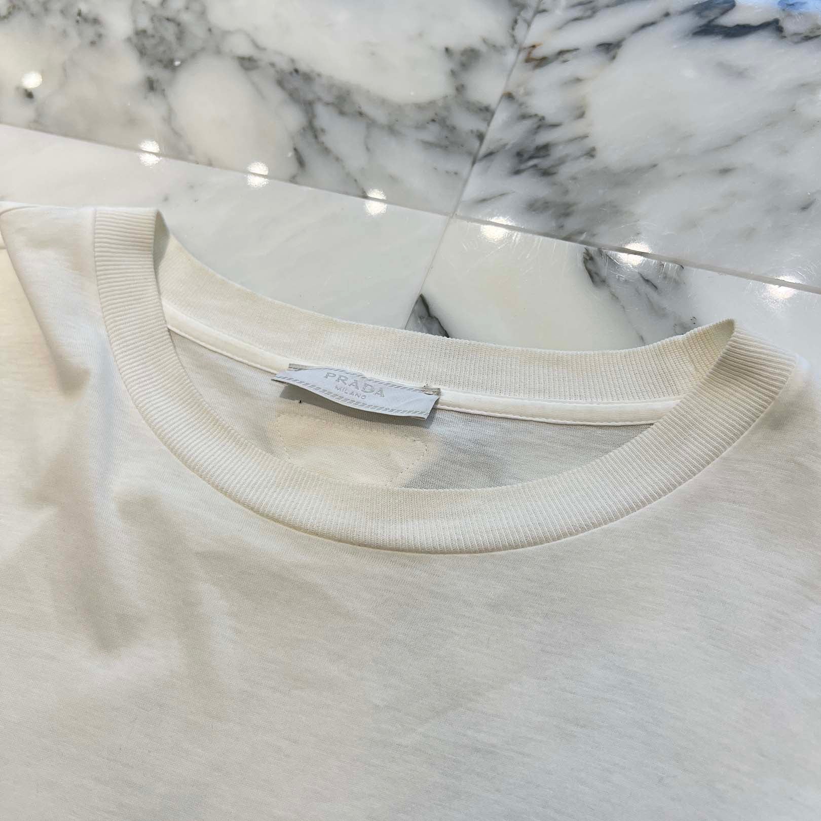 PRADA 2022AW Transfer Print Triangle Patch Long Sleeve Tee UJL44A Size XS プラダ 転写プリントトライアングルワッペンロングスリーブTシャツ サイズXS