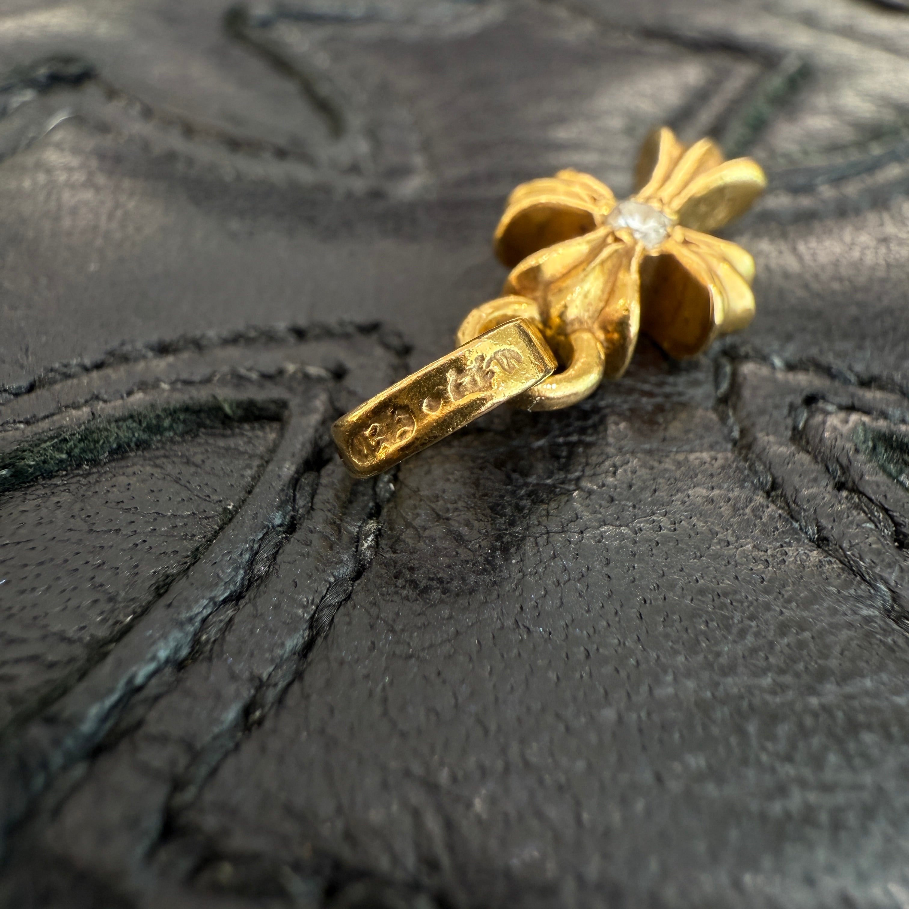 CHROME HEARTS 22K Baby Fat Cross 1 Diamond Pendant Top クロムハーツ 22K ベイビーファット クロス 両面1ダイヤモンド ペンダントトップ