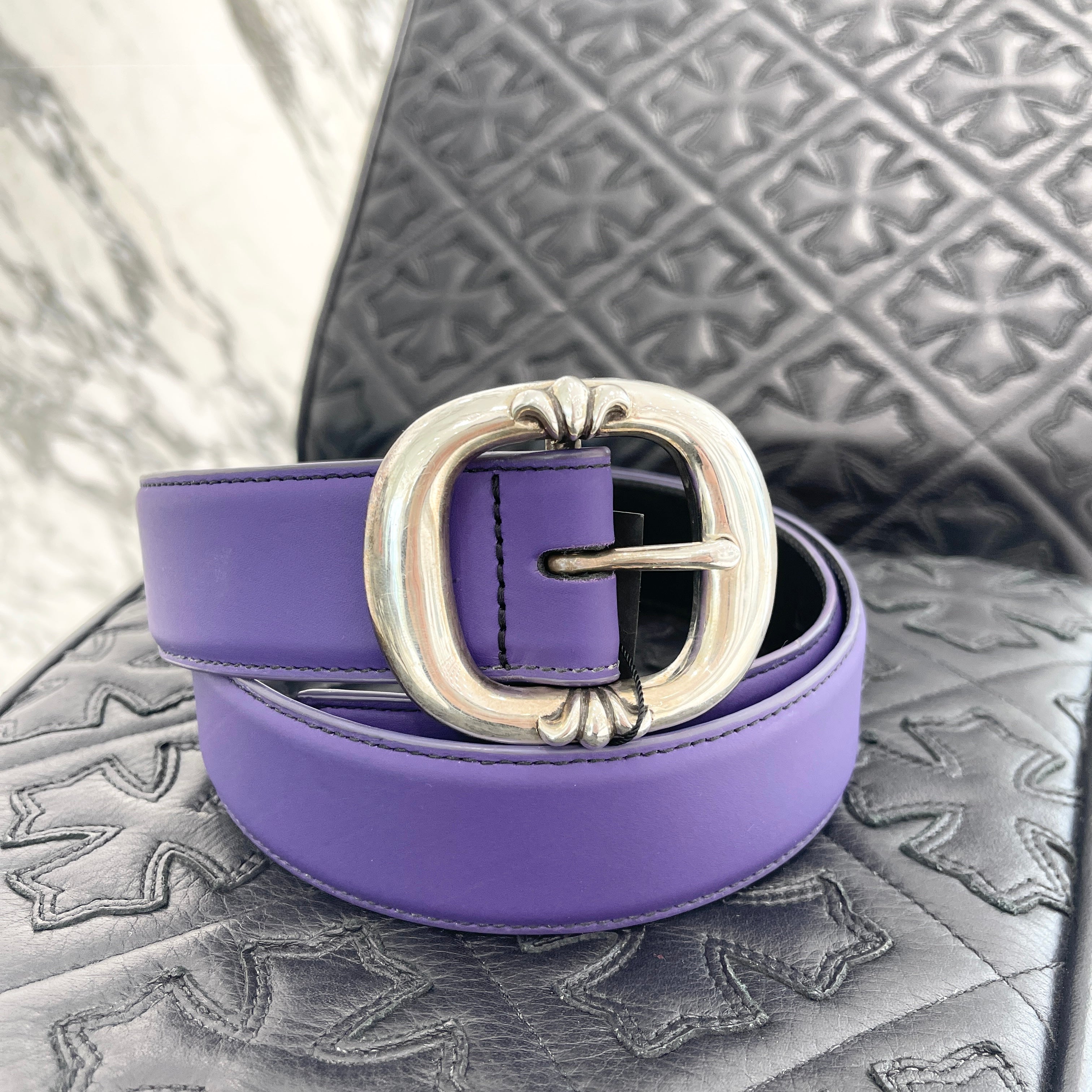 CHROME HEARTS Gunslinger Purple Leather Belt Size 32 クロムハーツ ガンスリンガー パープル レザーベルト サイズ32