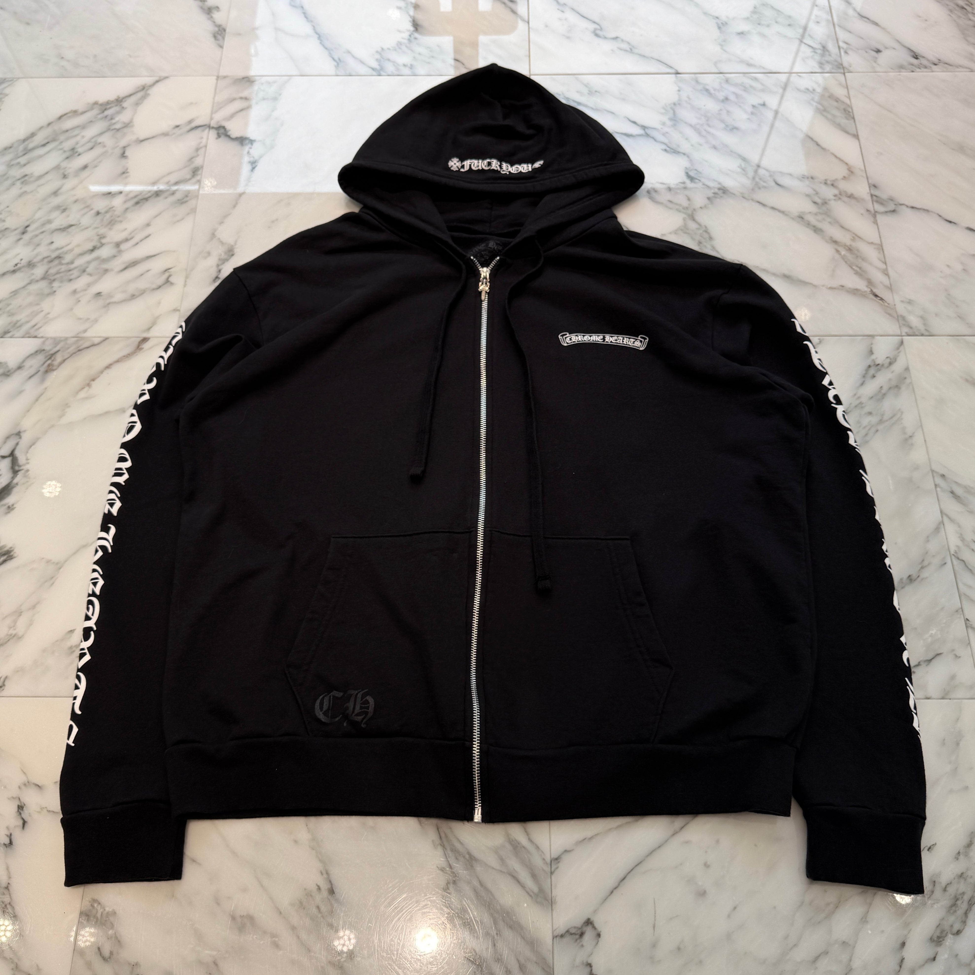 CHROME HEARTS Back Scroll Label Logo Zip Up Hoodie Size L クロムハーツ バックスクロールラベルロゴジップアップフーディ サイズL