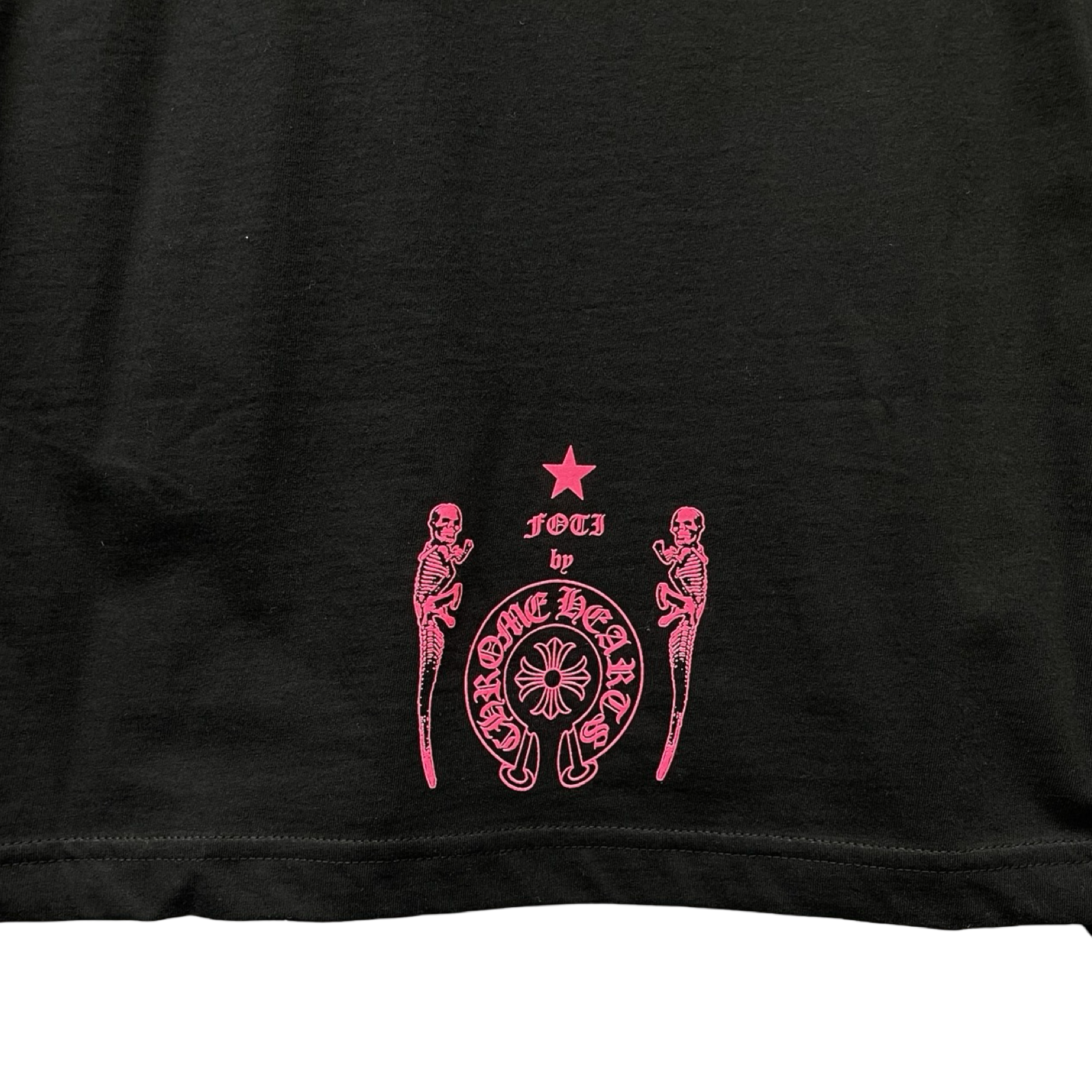 CHROME HEARTS FOTI Neon Pink Back Scroll Logo Long Sleeve Tee Size L