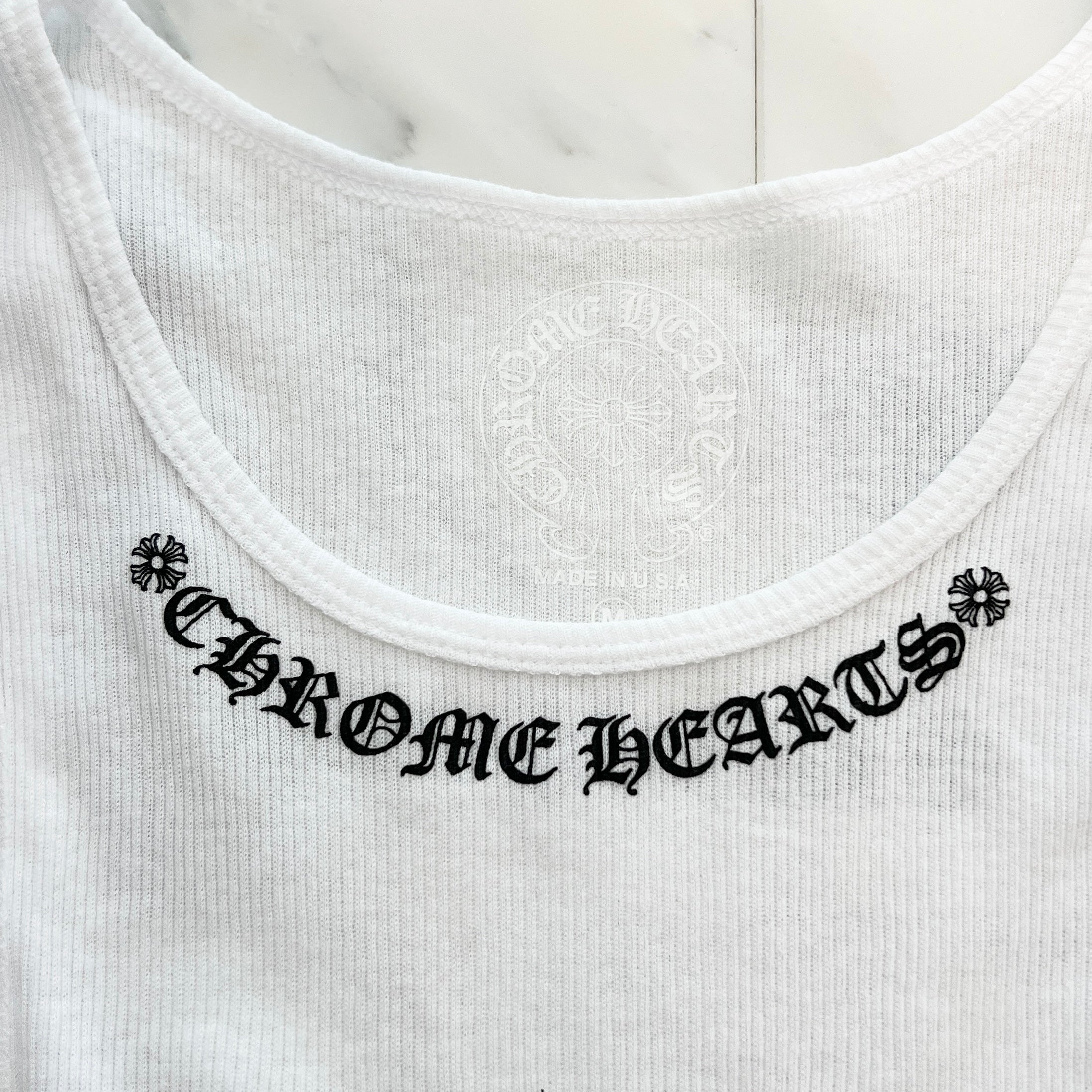 CHROME HEARTS Viny Heart "Love You" Rib Tank Top Size M クロムハ―ツ ヴィニーハート "ラブユー" リブ タンクトップ サイズM