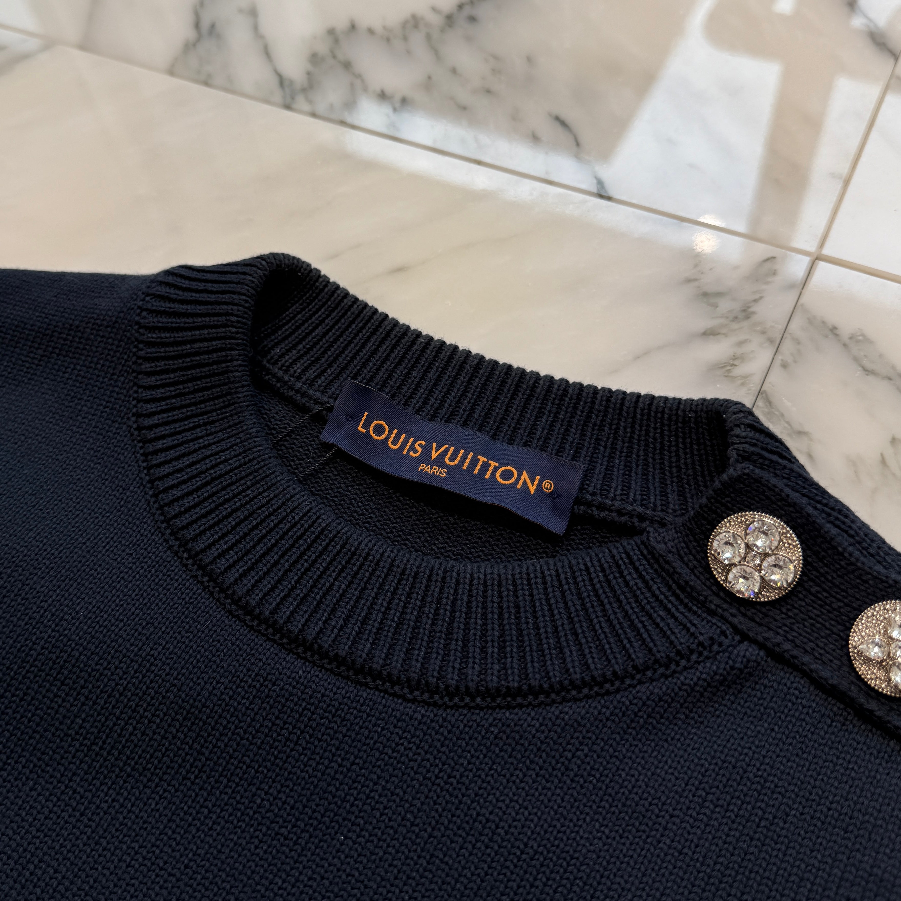 LOUIS VUITTON 2024AW Embroidered Cotton Blend Crewneck Sweat Shirt HRN13WTBY Size M ルイヴィトン 刺繡入り コットンブレンド クルーネック スウェットシャツ サイズM