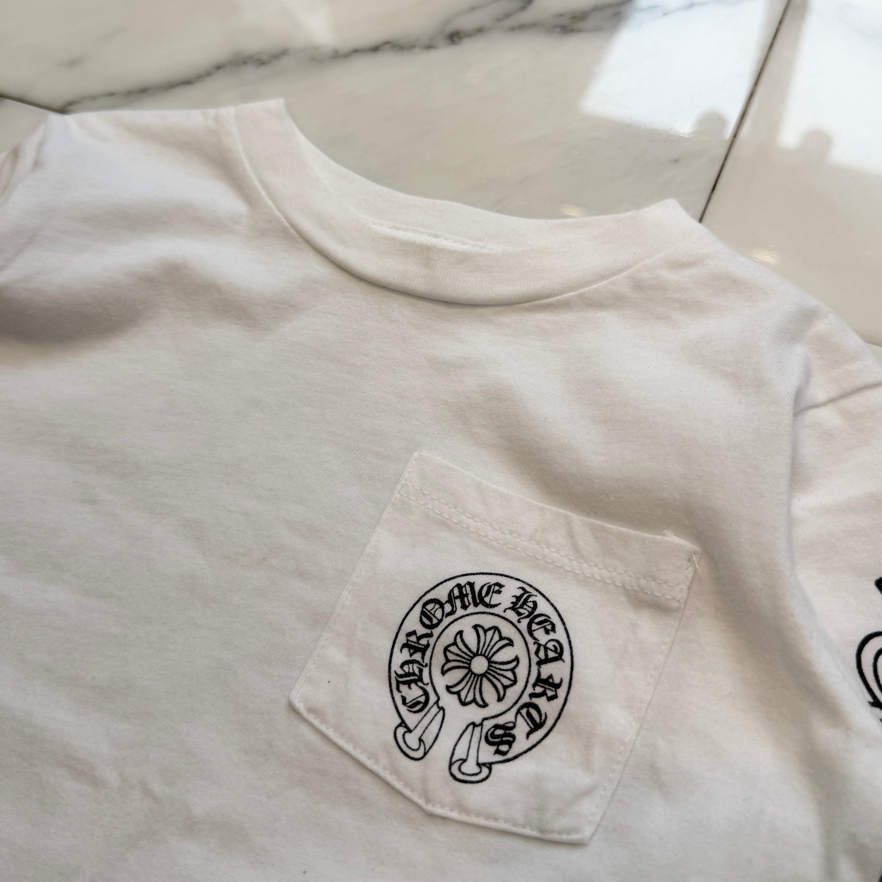 CHROME HEARTS Floral Cross Back Horseshoe Baby Long Sleeve Tee Size 4T(130/63) クロムハーツ フローラルクロス バックホースシュー ベビー ロングスリーブTシャツ サイズ4T(130/63)