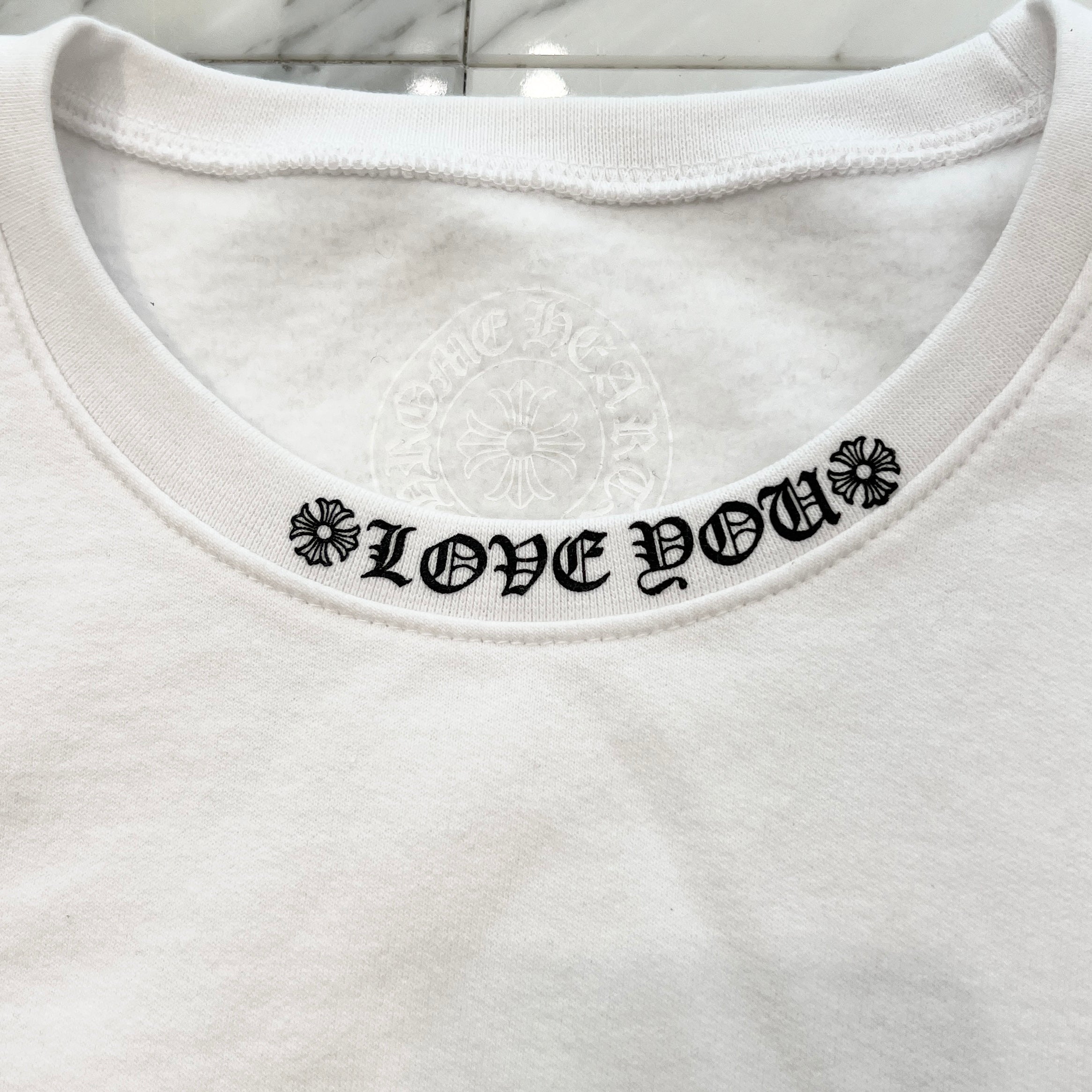 CHROME HEARTS "LOVE YOU" Crew Neck Sweat Shirt Size M クロムハーツ ラブ ユー クルーネック スウェットシャツ サイズM