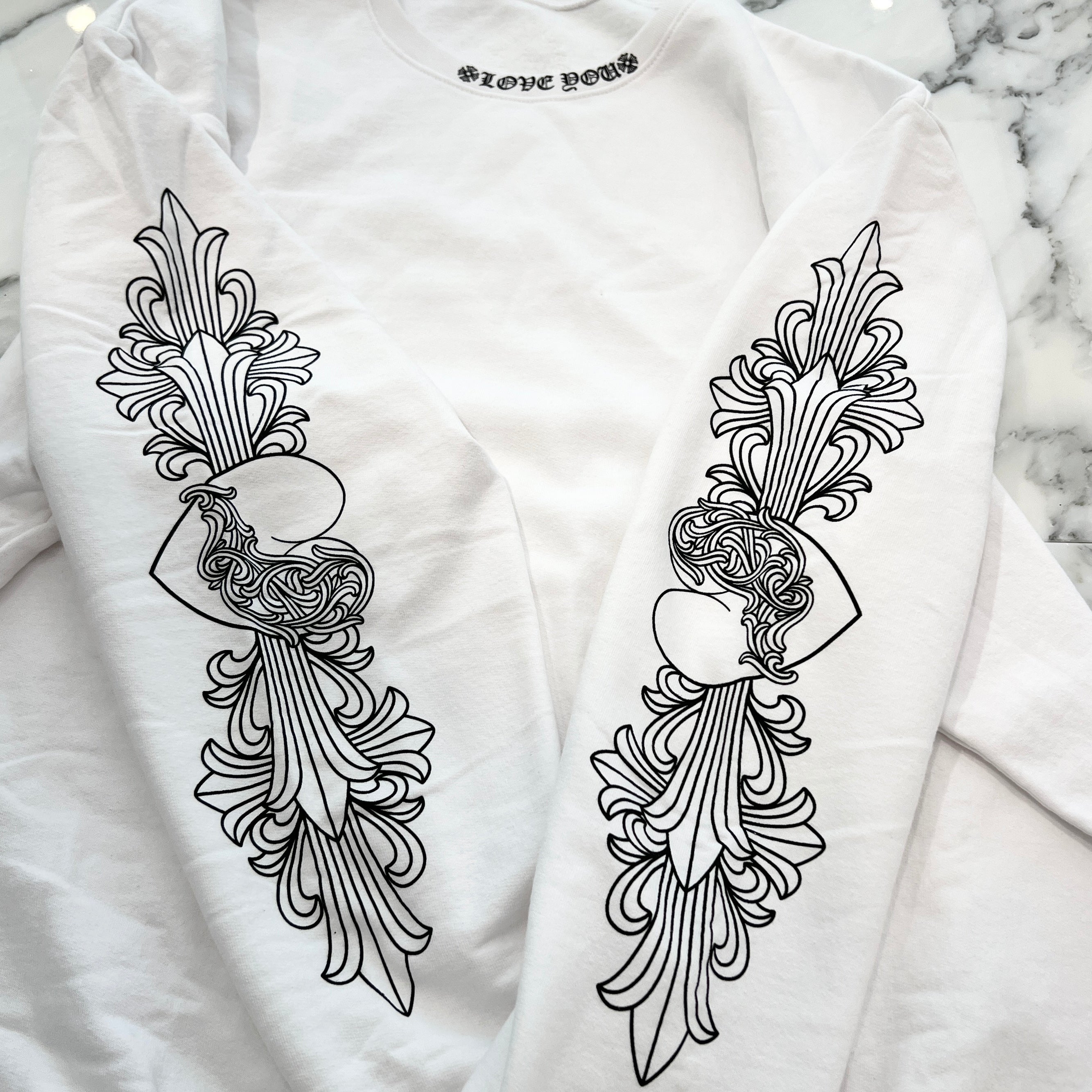 CHROME HEARTS "LOVE YOU" Crew Neck Sweat Shirt Size M クロムハーツ ラブ ユー クルーネック スウェットシャツ サイズM