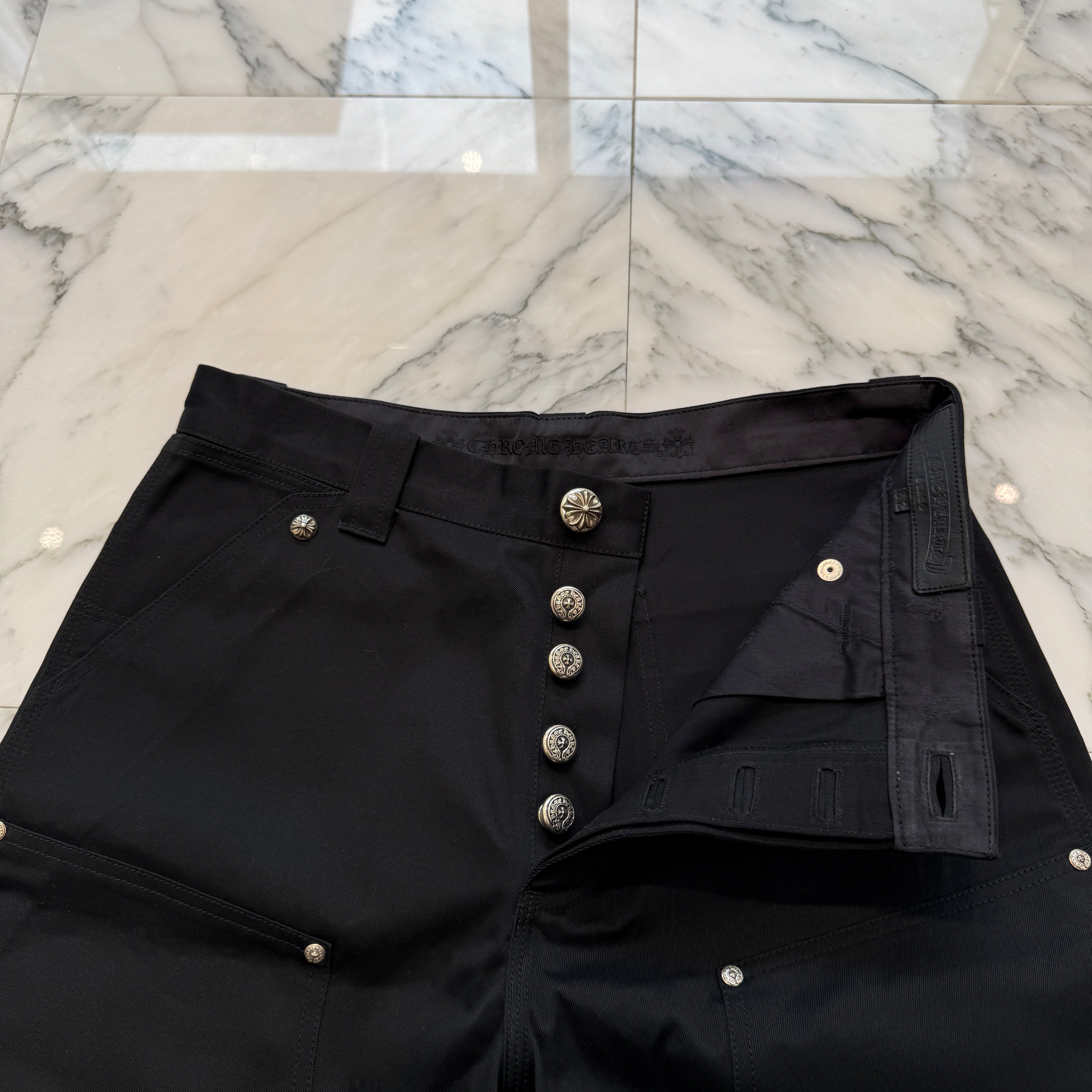 CHROME HEARTS Carpenter Cross Ball Button Denim Shorts Size 32 クロムハーツ カーペンター クロスボールボタン デニムショーツ サイズ32