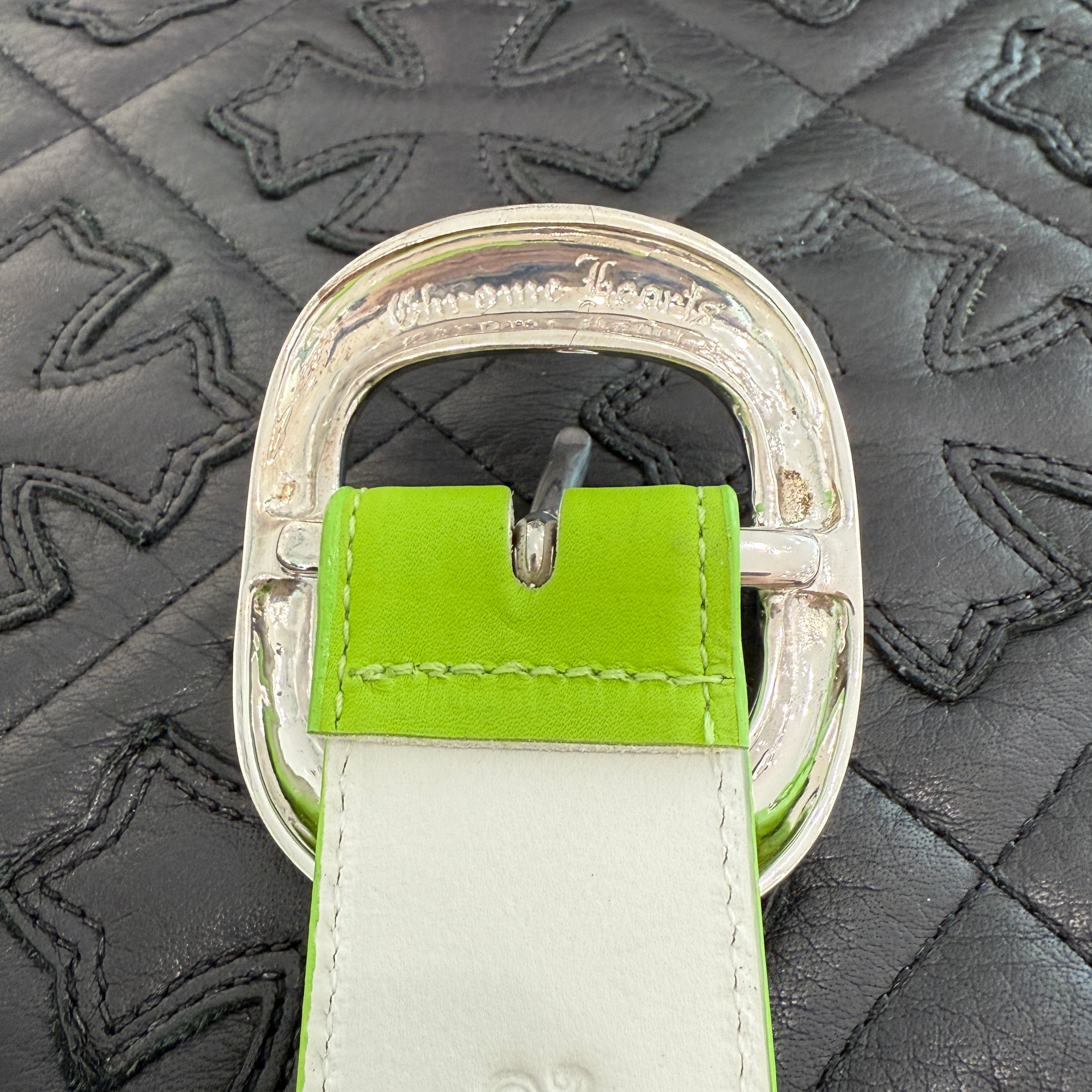 CHROME HEARTS Gunslinger Neon Green Leather Belt Size 32 クロムハーツ ガンスリンガー ネオングリーン レザーベルト サイズ32